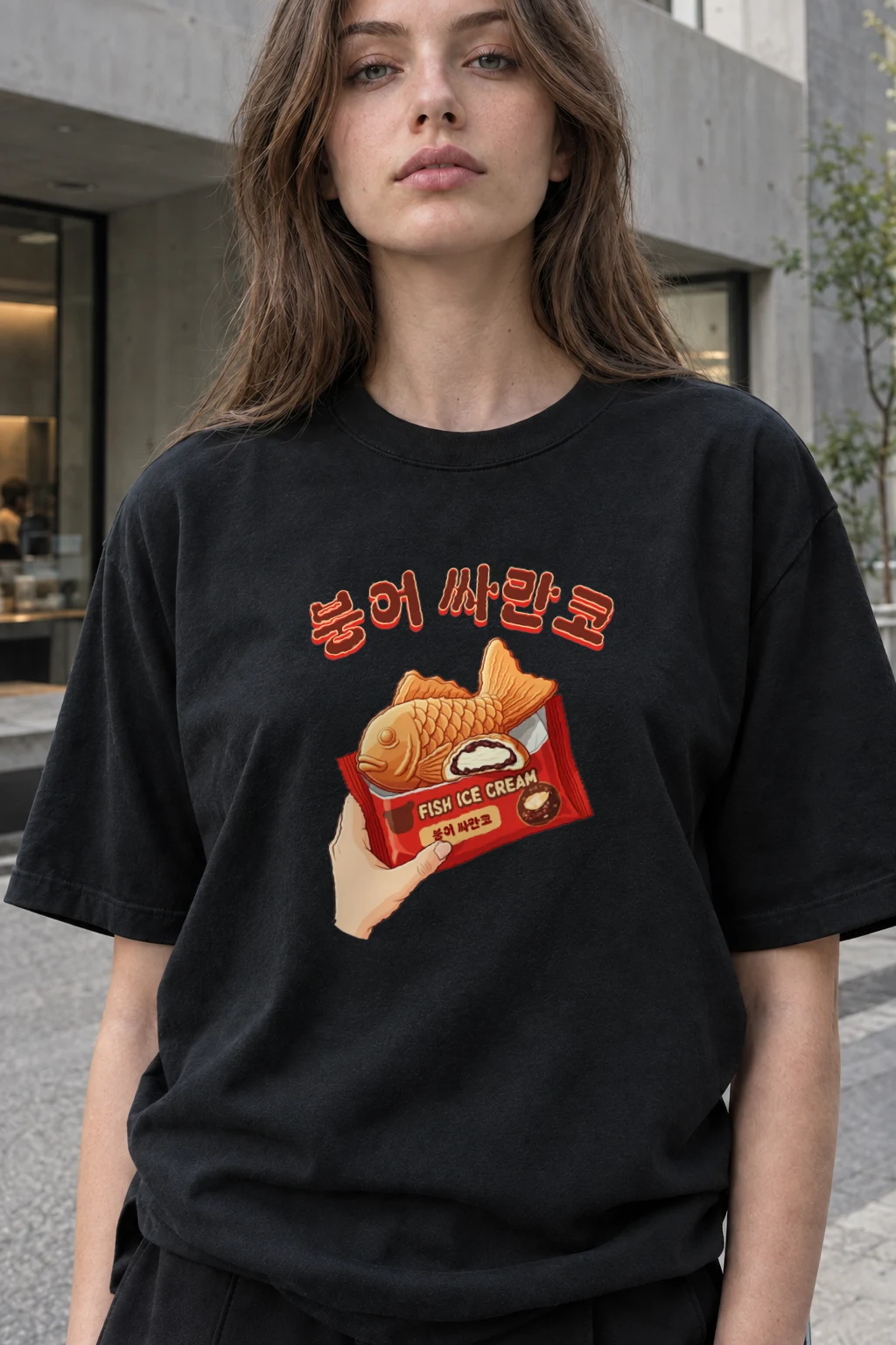 "Bungeoppang Ice Cream" Heavyweight Unisex Crewneck T-shirt | Gildan 5000
