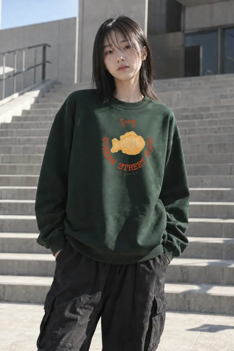 "Bungeoppang Street Food" Heavy Blend Unisex Crewneck Sweatshirt | Gildan 18000