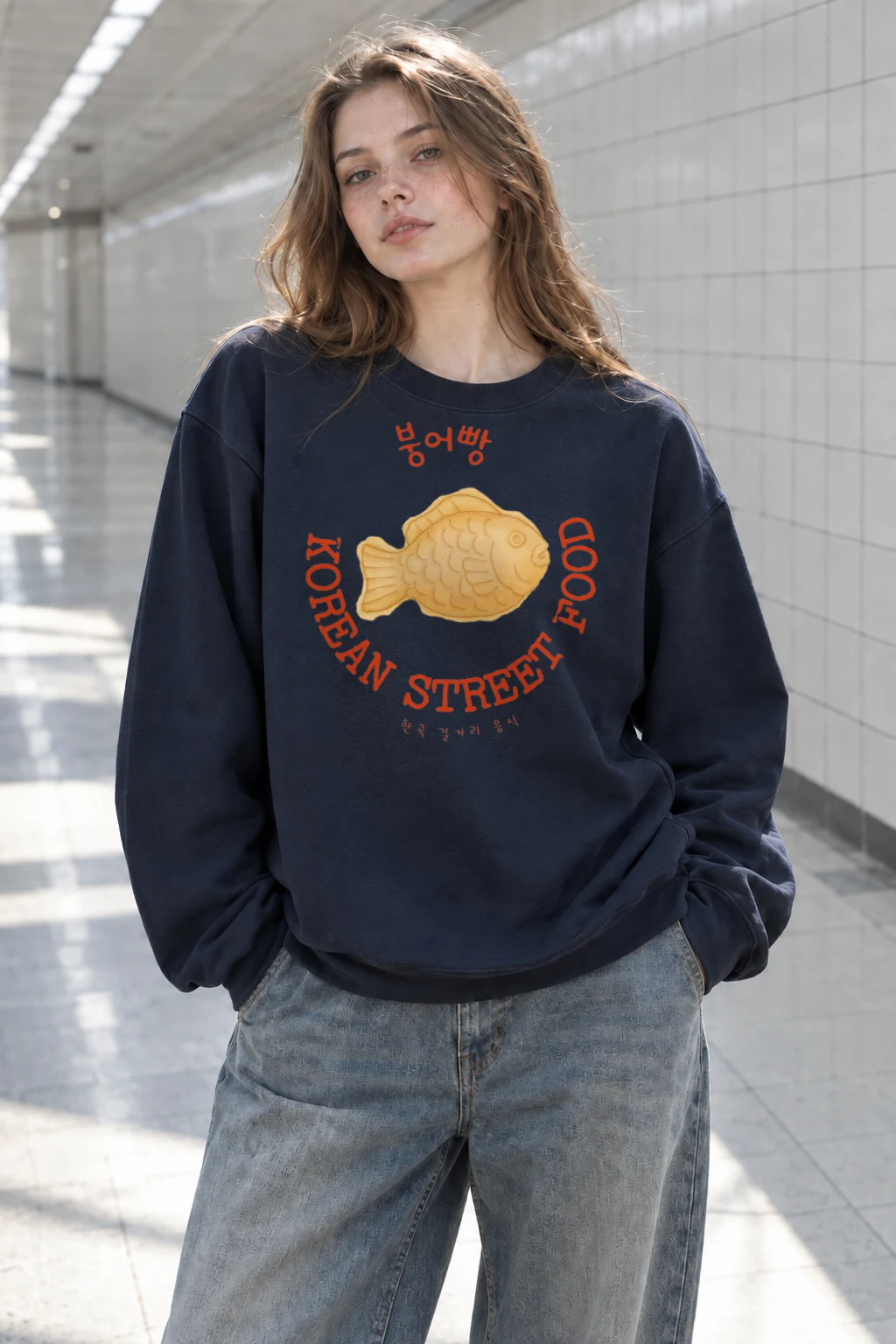 "Bungeoppang Street Food" Heavy Blend Unisex Crewneck Sweatshirt | Gildan 18000