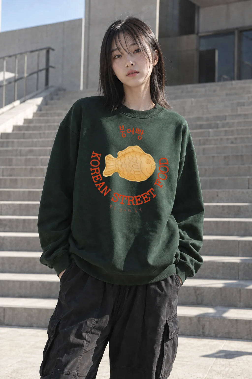 "Bungeoppang Street Food" Heavy Blend Unisex Crewneck Sweatshirt | Gildan 18000