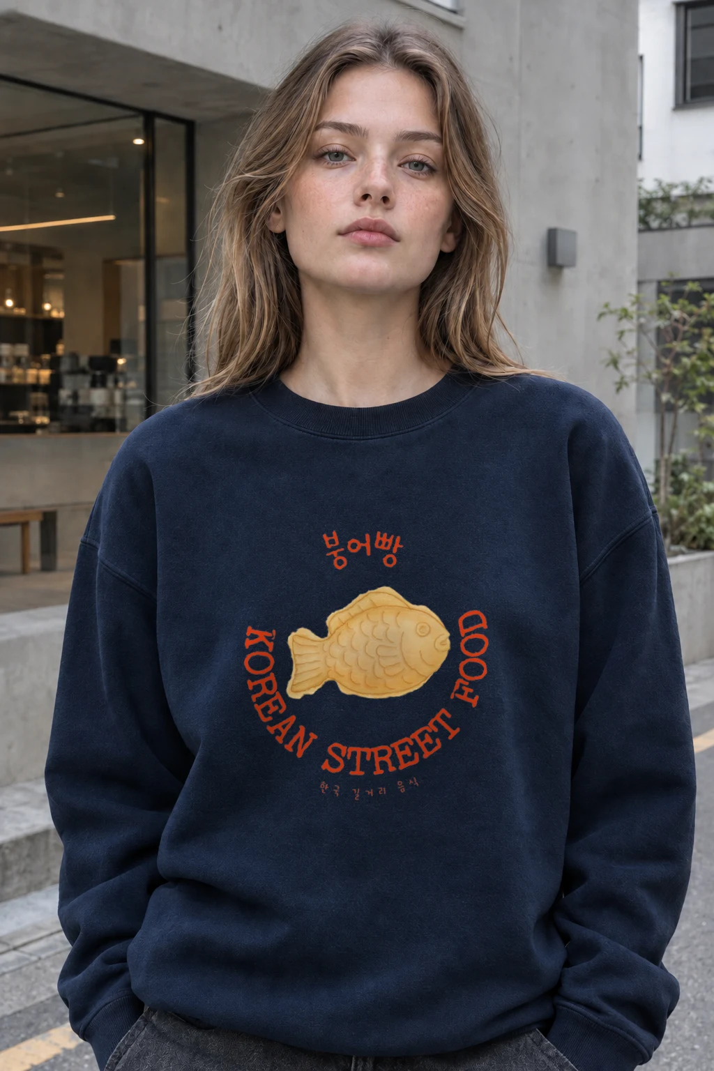 "Bungeoppang Street Food" Heavy Blend Unisex Crewneck Sweatshirt | Gildan 18000