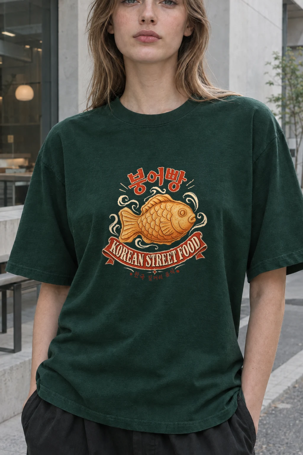 "Bungeoppang Street Food" Heavyweight Unisex Crewneck T-shirt | Gildan 5000