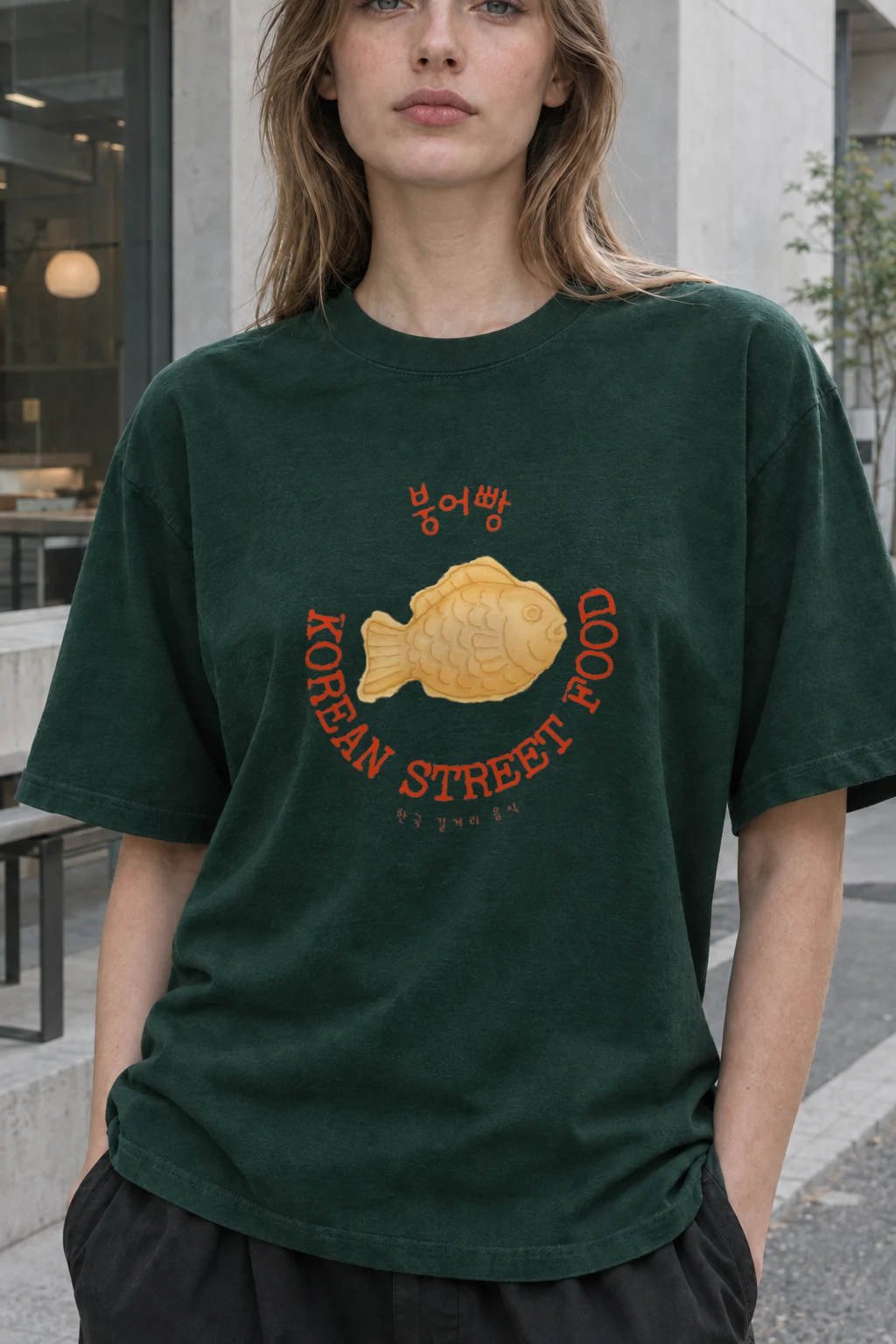 "Bungeoppang Street Food" Heavyweight Unisex Crewneck T-shirt | Gildan 5000