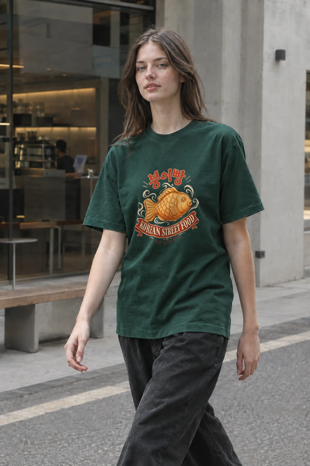 "Bungeoppang Street Food" Heavyweight Unisex Crewneck T-shirt | Gildan 5000