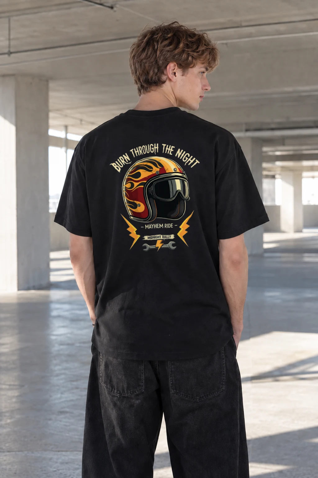 "Burn Through The Night" Heavyweight Unisex Crewneck T-shirt | Gildan 5000