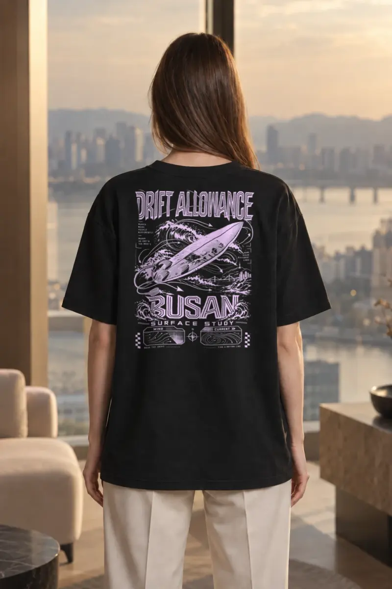 "Busan Coastal Lines" Men's Oversized Heavyweight Crewneck T-Shirt | Shaka Wear SHMHSS