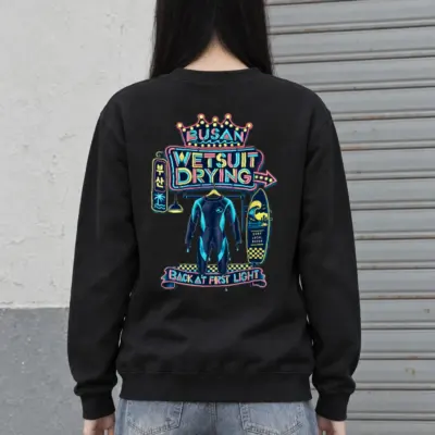 "Busan Wetsuit Drying" Heavy Blend Unisex Crewneck Sweatshirt