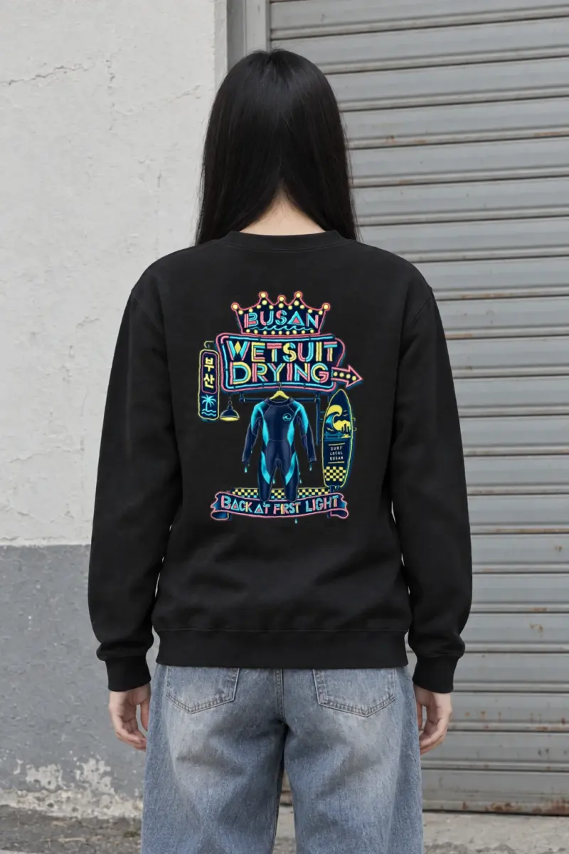 “Busan Wetsuit Drying” Heavy Blend Unisex Crewneck Sweatshirt