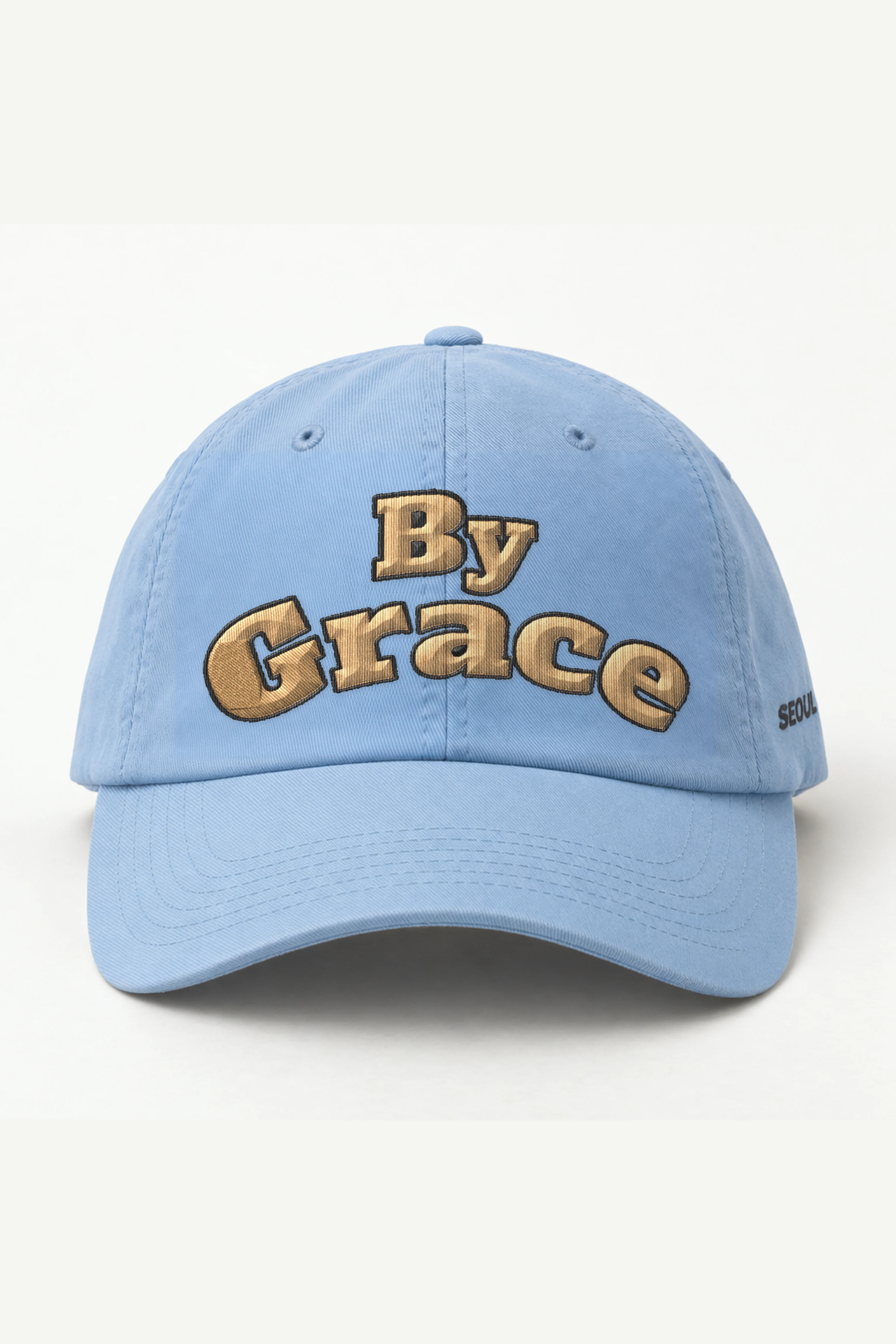 "By Grace" Classic Dad Hat · Embroidered — light-blue/cap-front