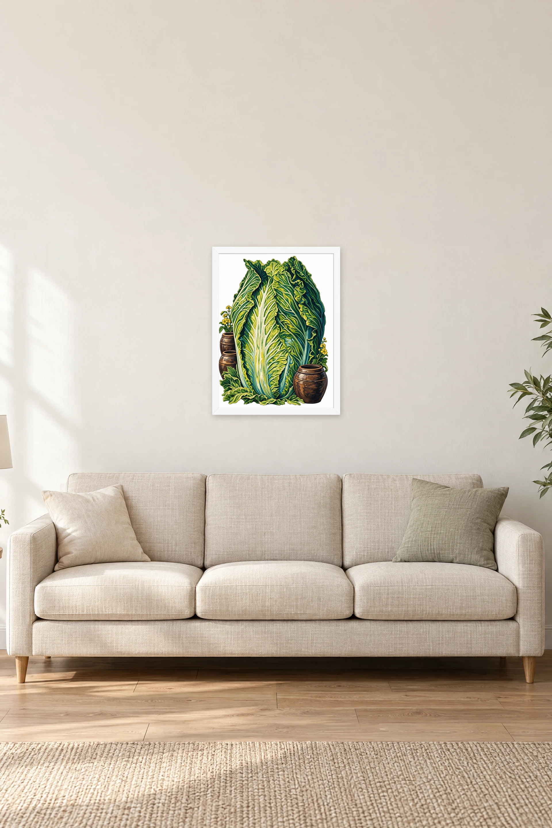 "Cabbage And Clay" Premium Wooden Framed Poster — White frame, 18 × 24 in