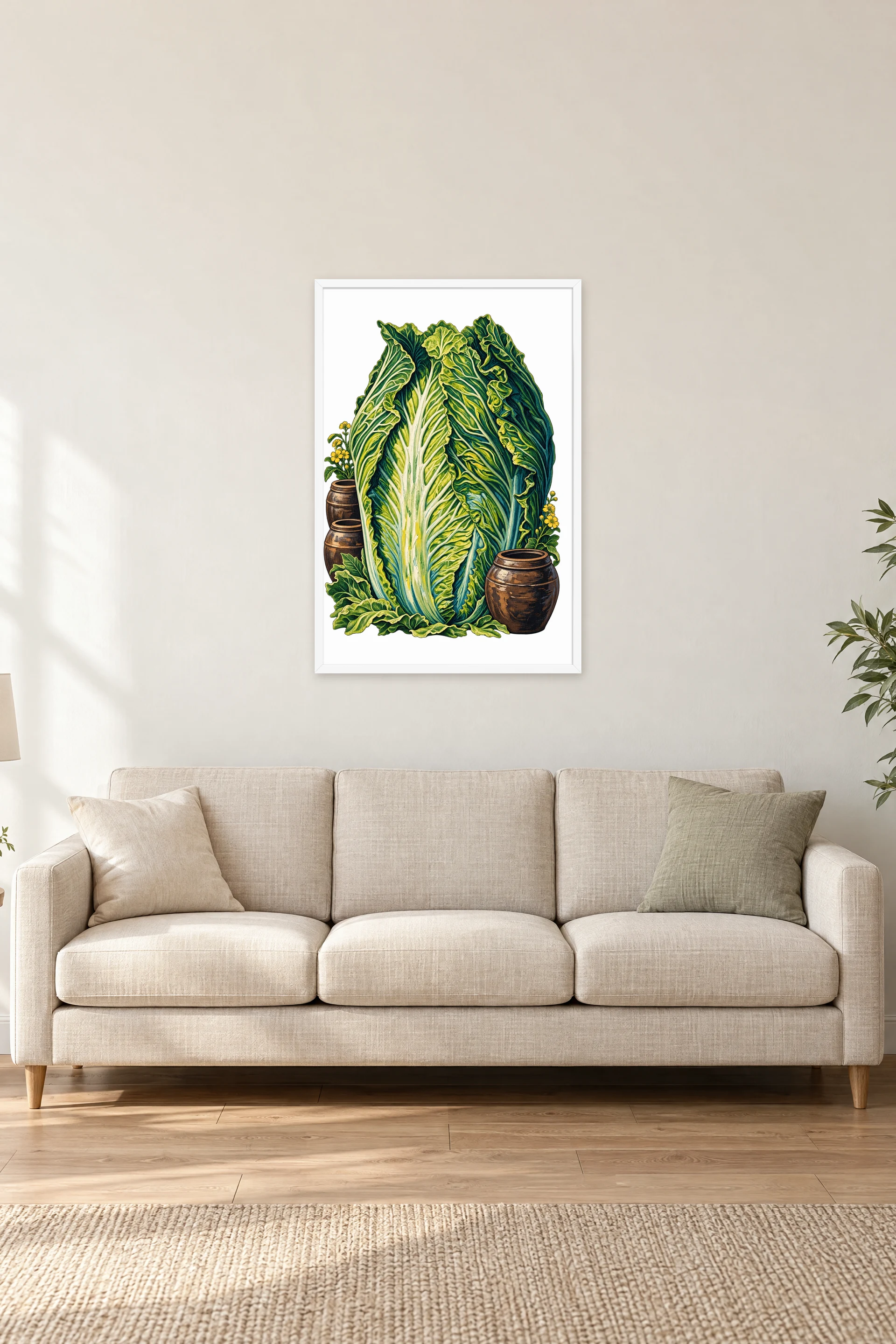 "Cabbage And Clay" Premium Wooden Framed Poster — White frame, 24 × 36 in