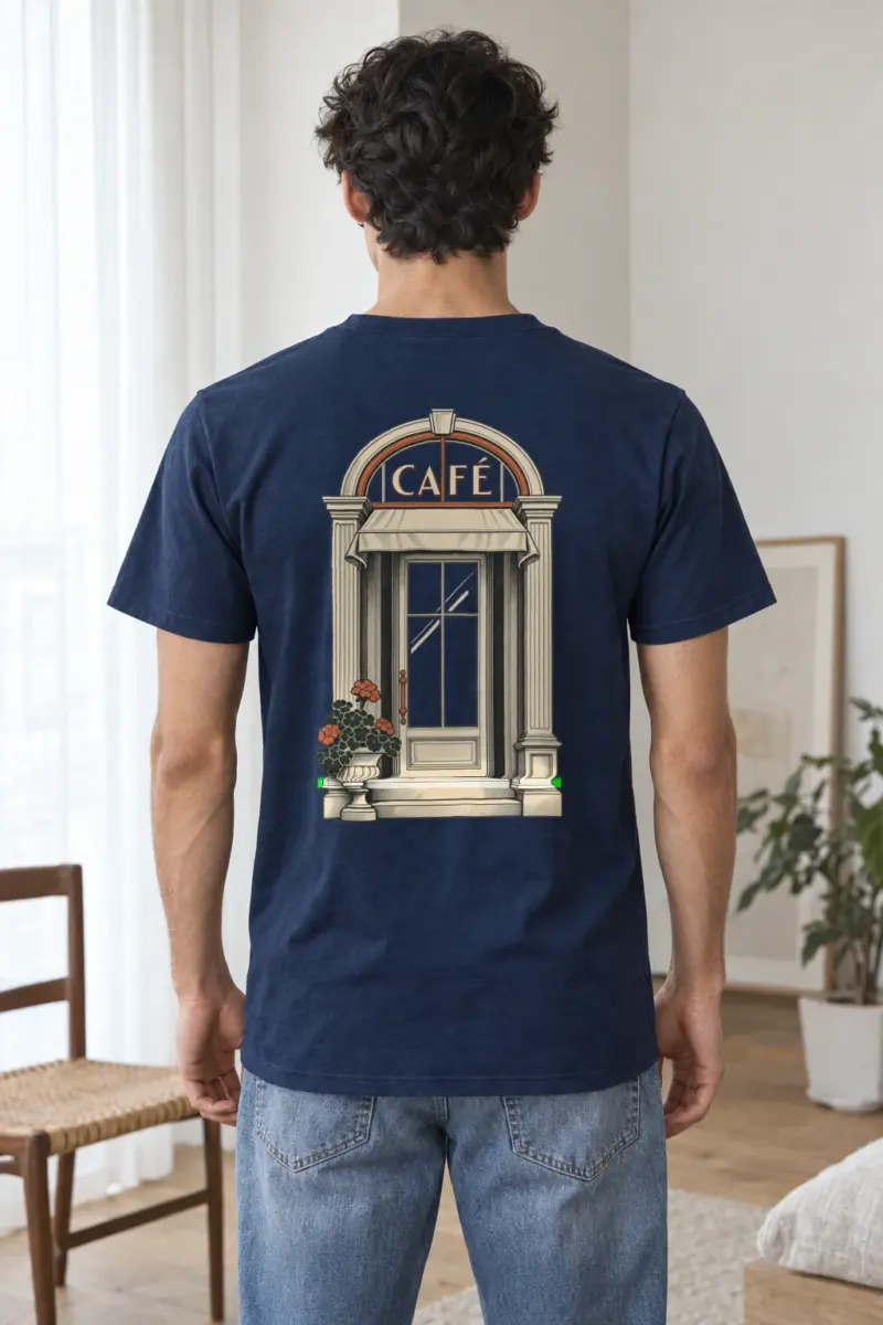 "Café Facade" Heavyweight Unisex Crewneck T-shirt | Gildan 5000