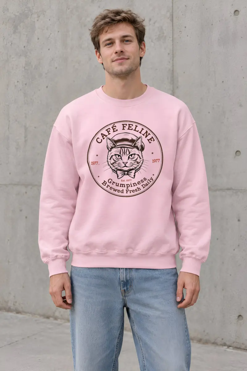 "Cafe Feline 1977" Heavy Blend Unisex Crewneck Sweatshirt