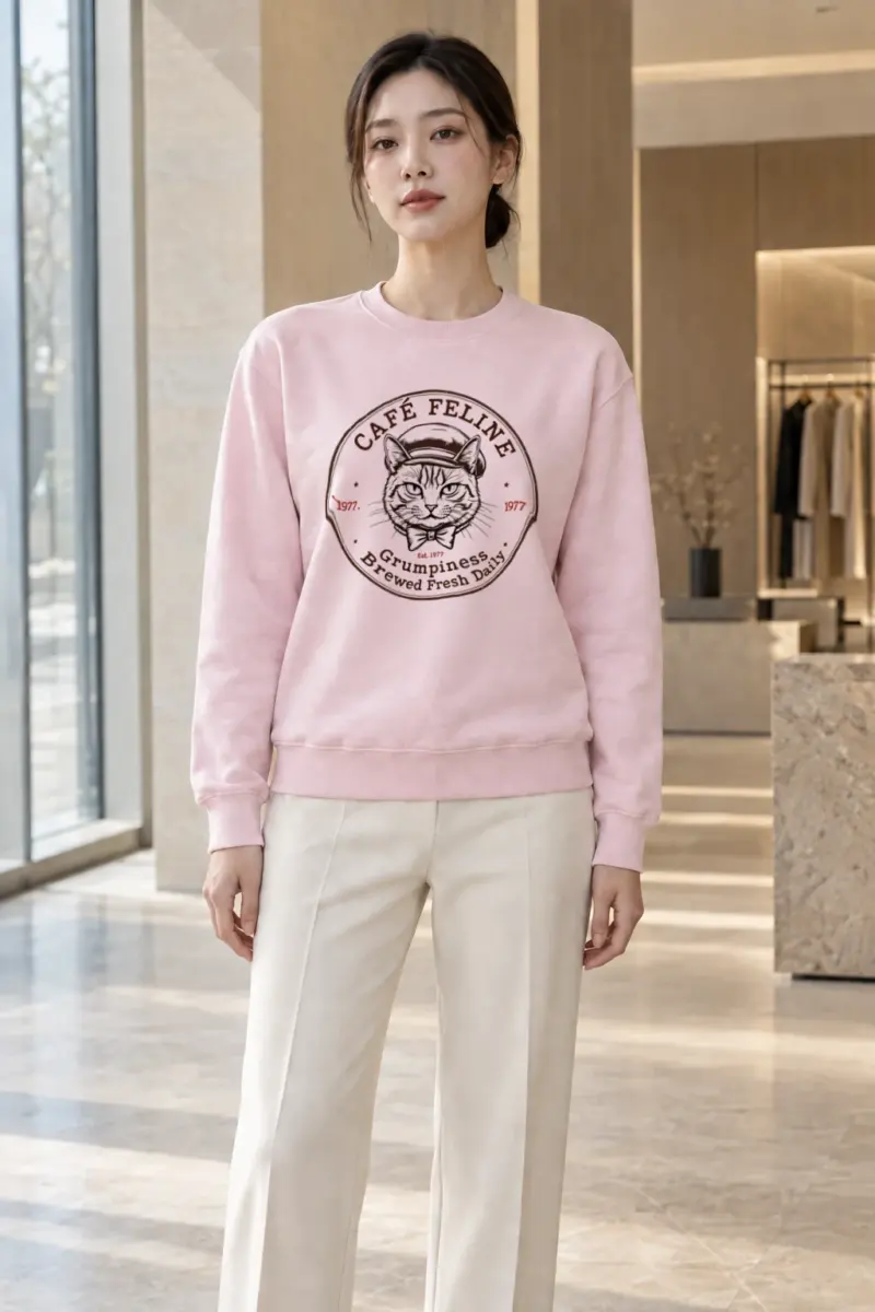 "Cafe Feline 1977" Heavy Blend Unisex Crewneck Sweatshirt | Gildan 18000