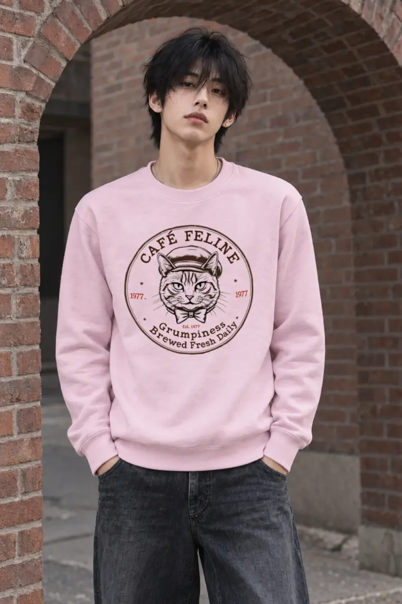 "Cafe Feline 1977" Heavy Blend Unisex Crewneck Sweatshirt