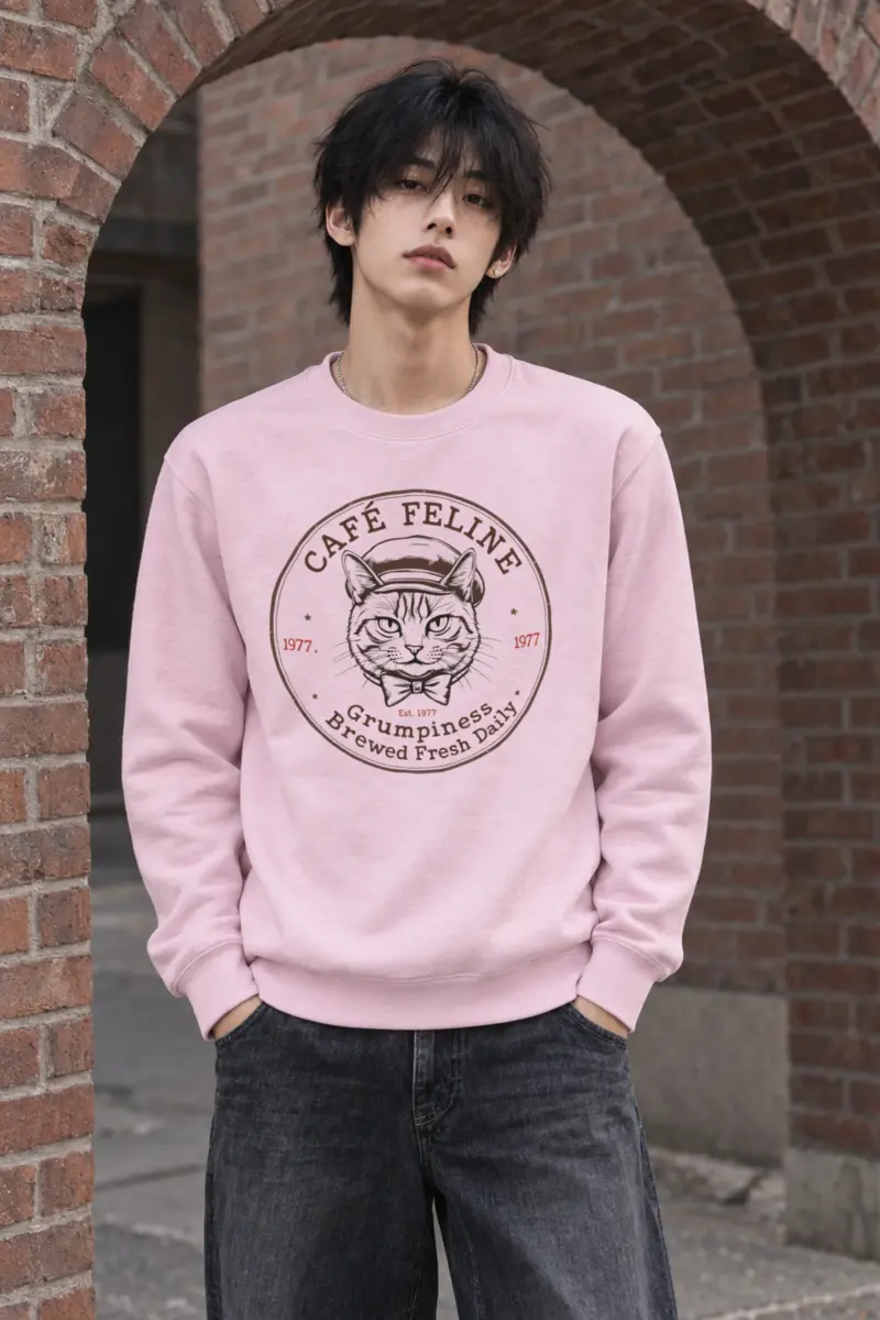"Cafe Feline 1977" Heavy Blend Unisex Crewneck Sweatshirt