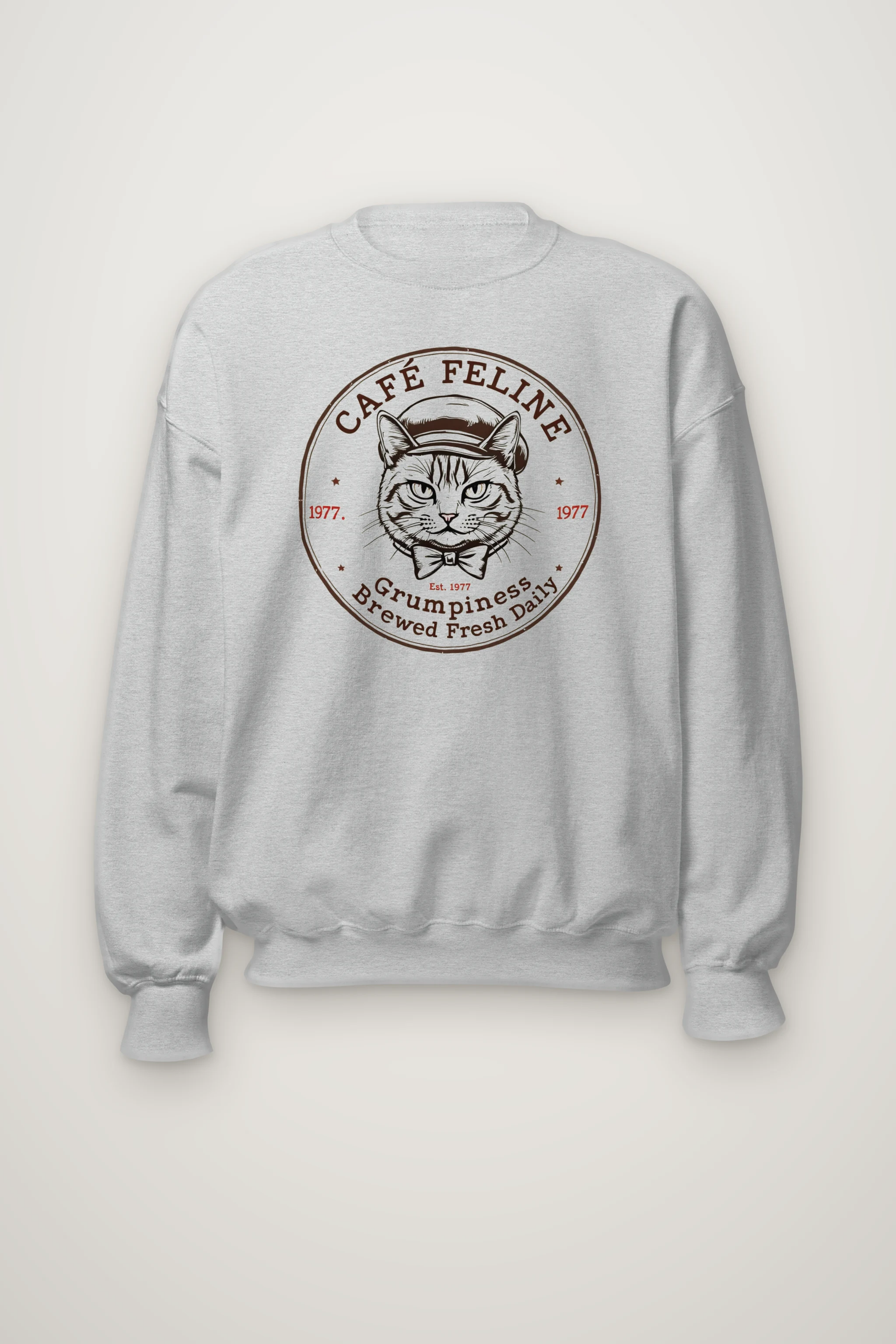 "Cafe Feline 1977" Heavy Blend Unisex Crewneck Sweatshirt