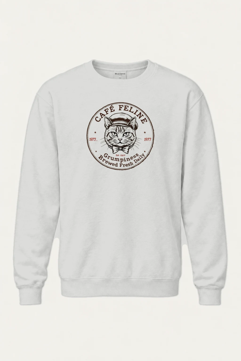 "Cafe Feline 1977" Heavy Blend Unisex Crewneck Sweatshirt | Gildan 18000