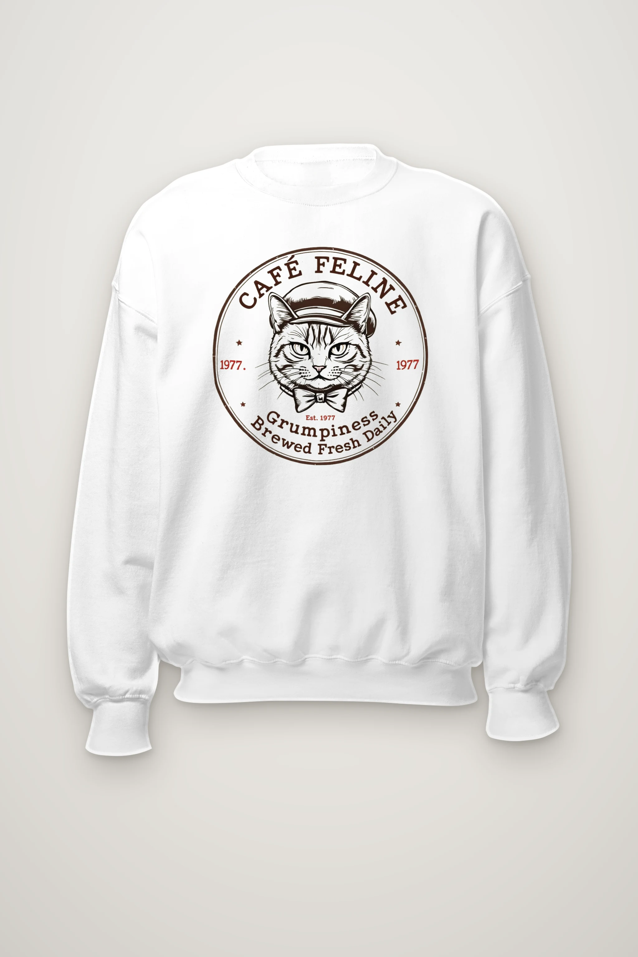 "Cafe Feline 1977" Heavy Blend Unisex Crewneck Sweatshirt