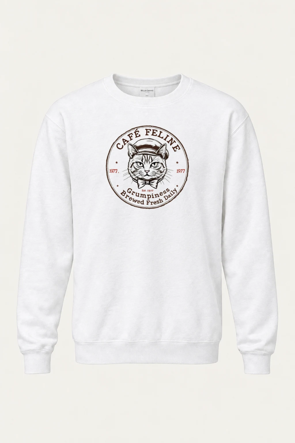 "Cafe Feline 1977" Heavy Blend Unisex Crewneck Sweatshirt | Gildan 18000
