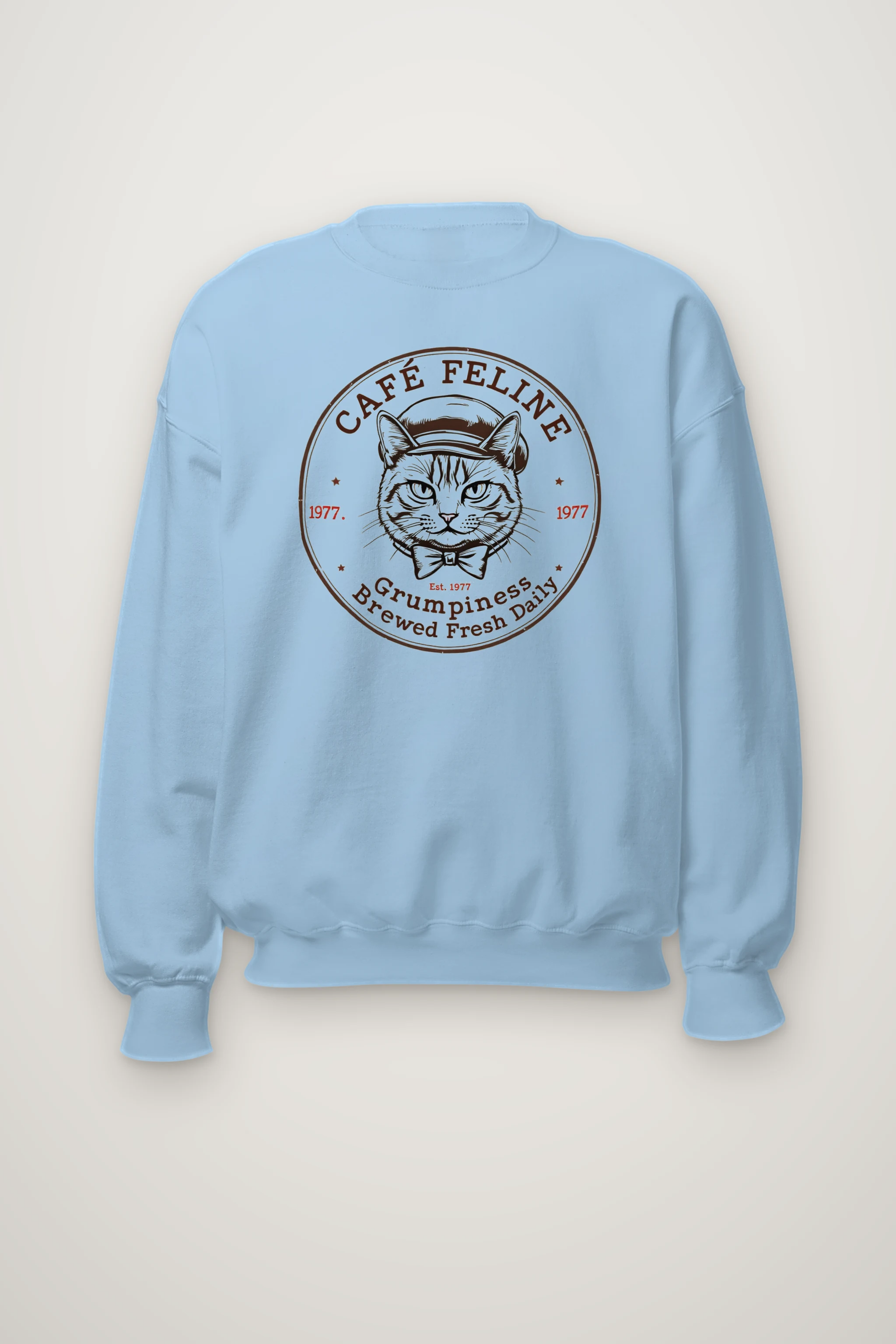 "Cafe Feline 1977" Heavy Blend Unisex Crewneck Sweatshirt