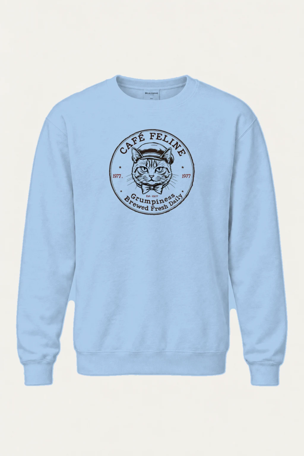 "Cafe Feline 1977" Heavy Blend Unisex Crewneck Sweatshirt | Gildan 18000
