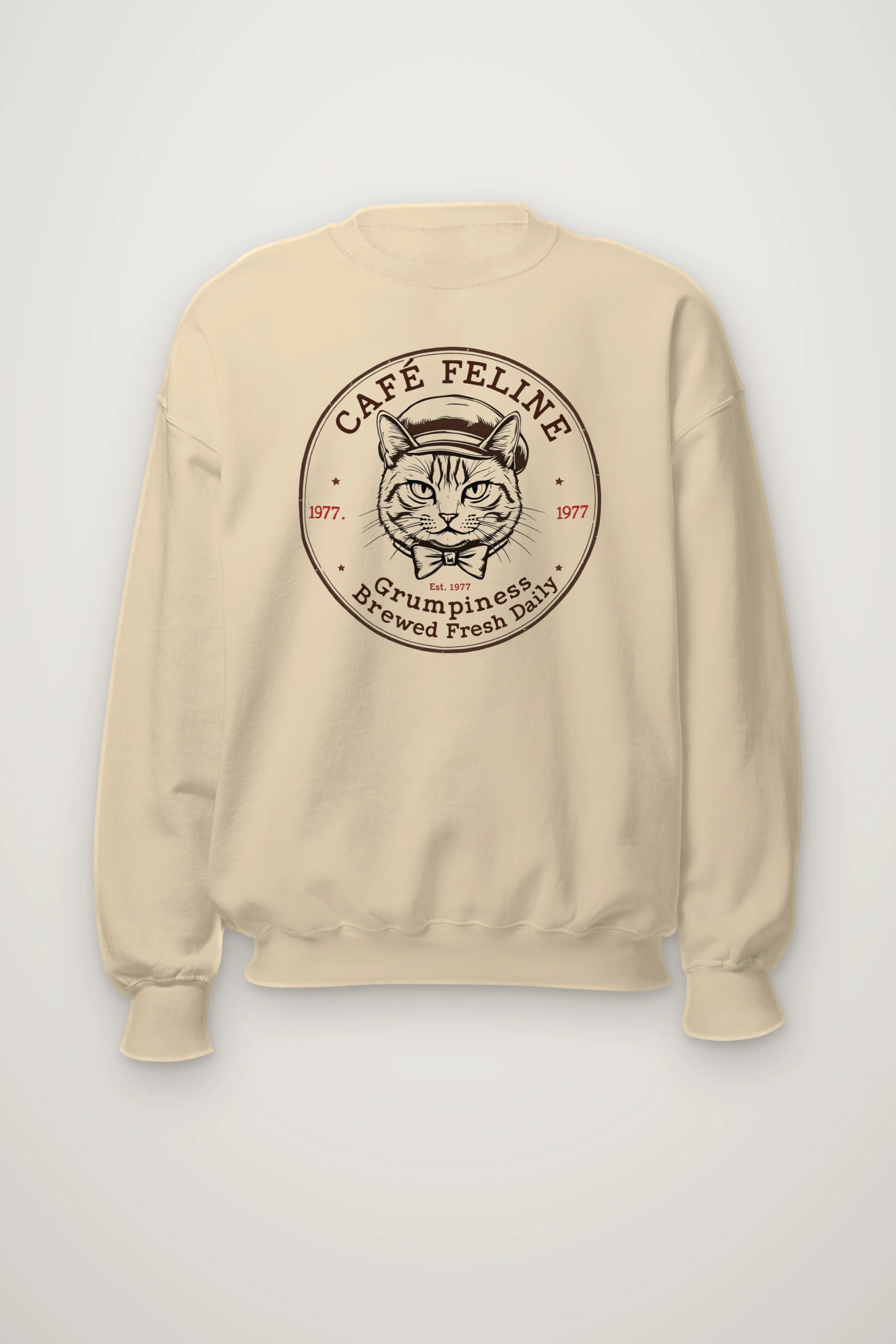 "Cafe Feline 1977" Heavy Blend Unisex Crewneck Sweatshirt