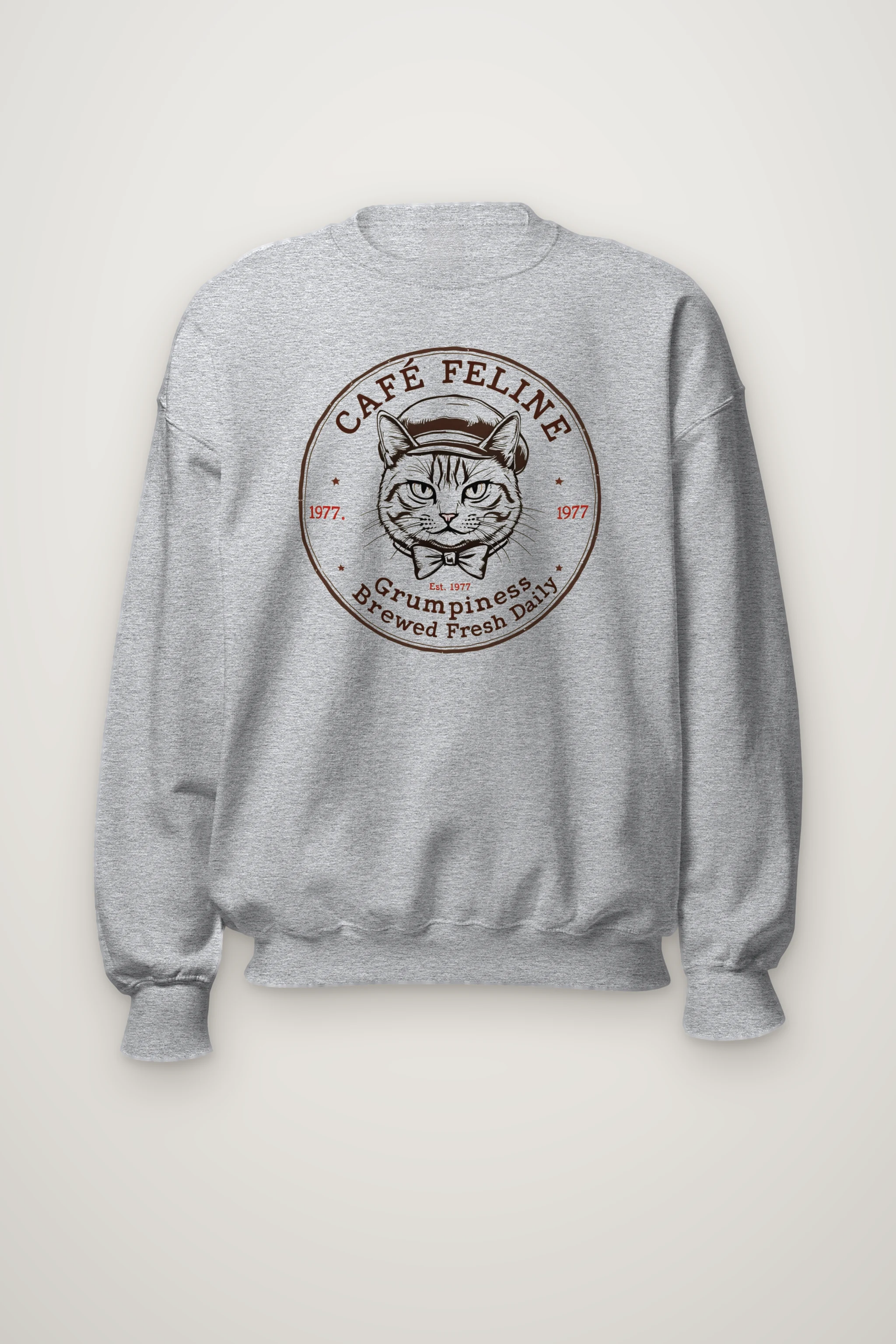 "Cafe Feline 1977" Heavy Blend Unisex Crewneck Sweatshirt
