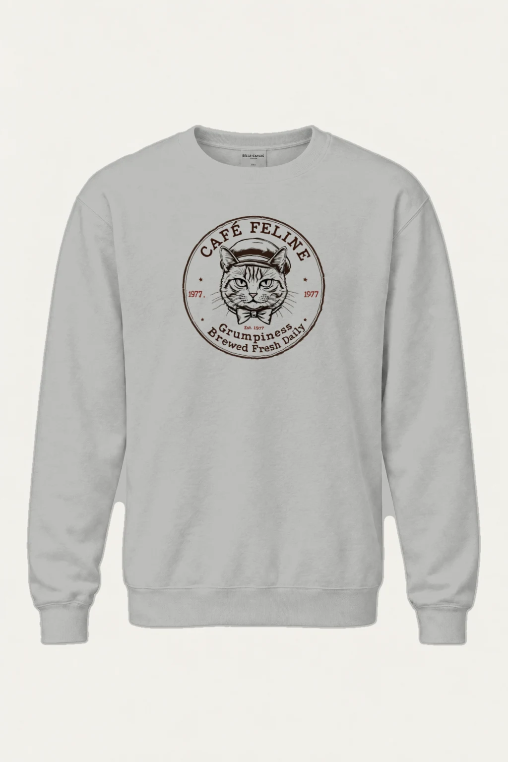 "Cafe Feline 1977" Heavy Blend Unisex Crewneck Sweatshirt | Gildan 18000