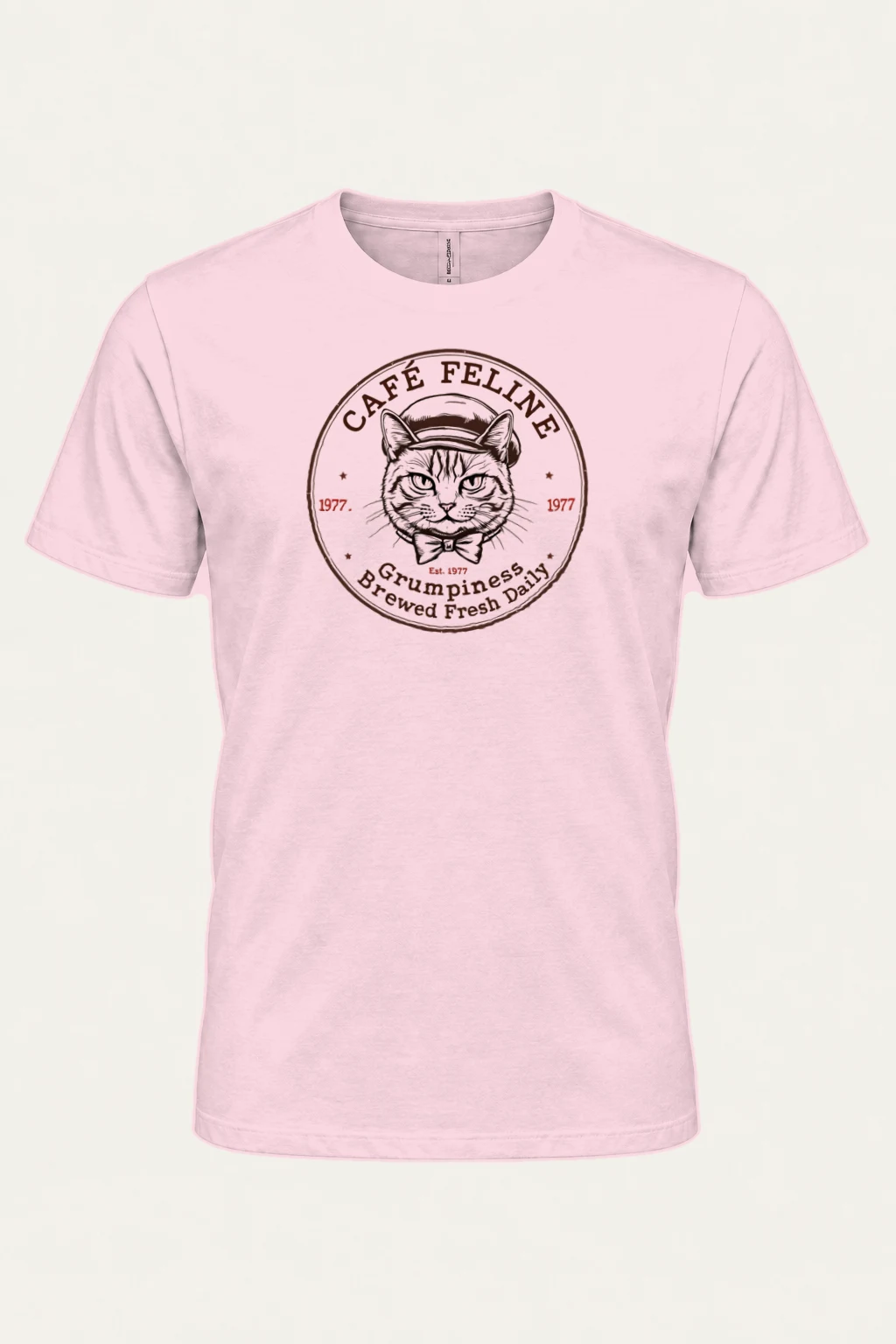 "Cafe Feline 1977" Heavyweight Unisex Crewneck T-shirt | Gildan 5000