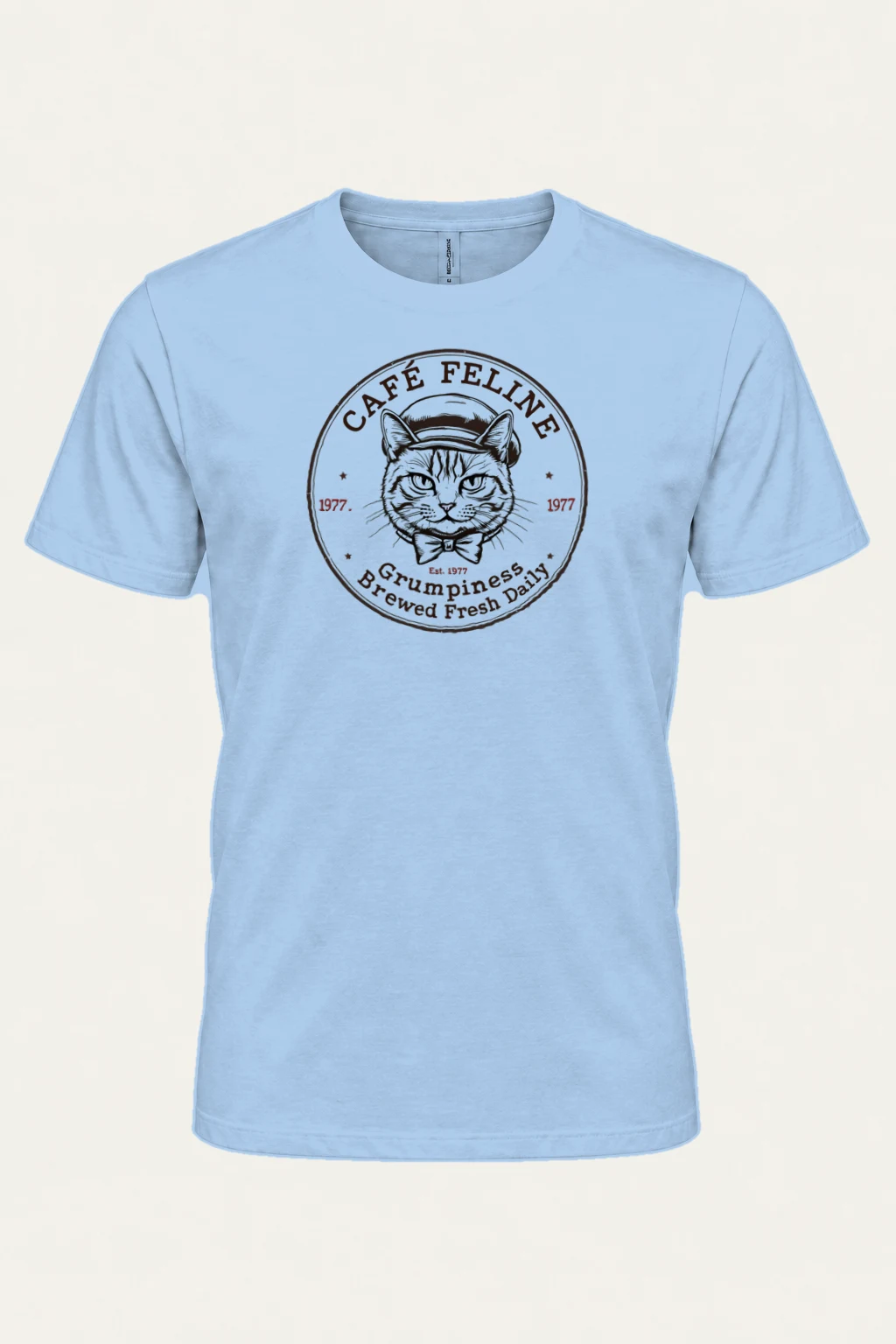 "Cafe Feline 1977" Heavyweight Unisex Crewneck T-shirt | Gildan 5000