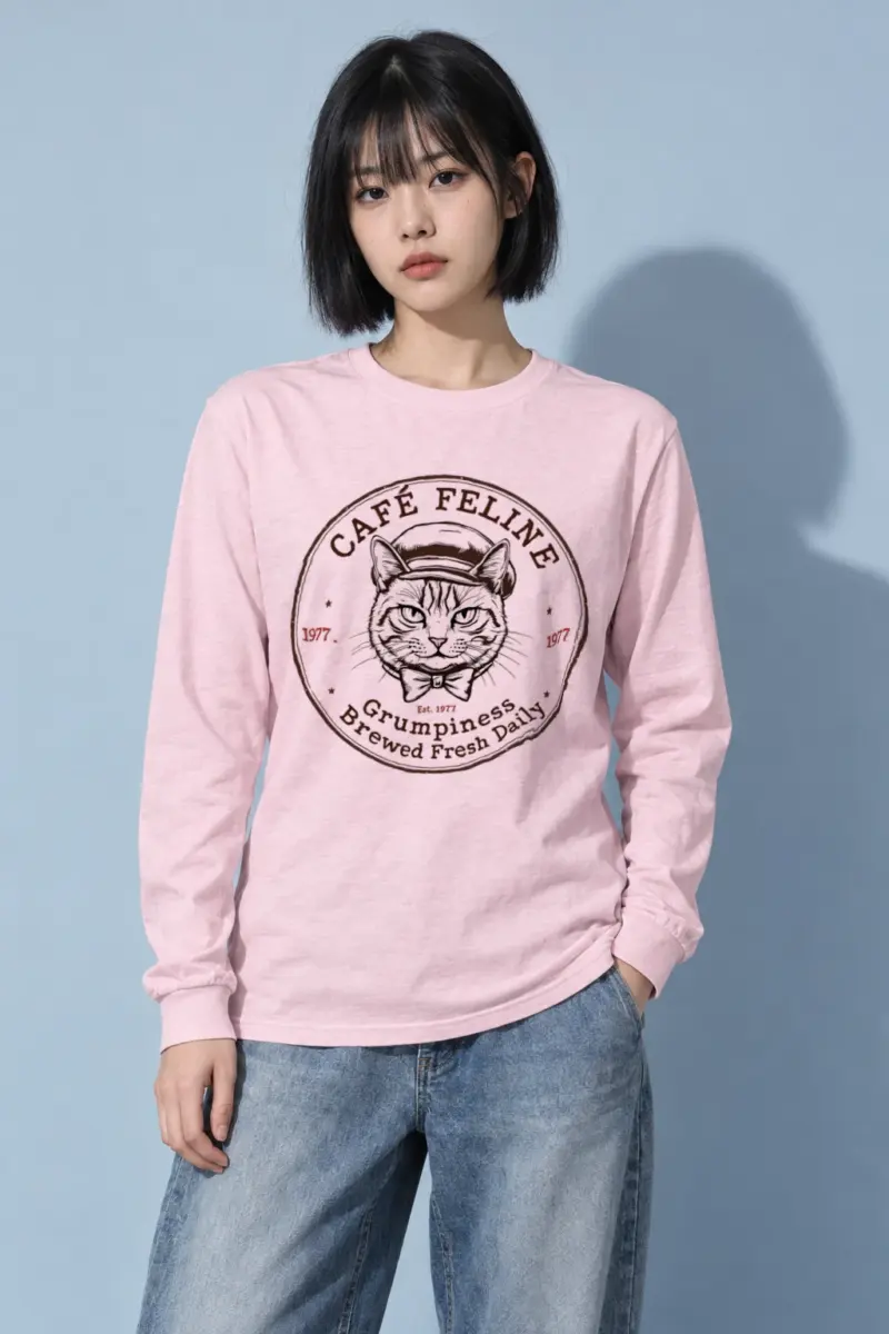 "Cafe Feline 1977" Unisex Longsleeve T-shirt