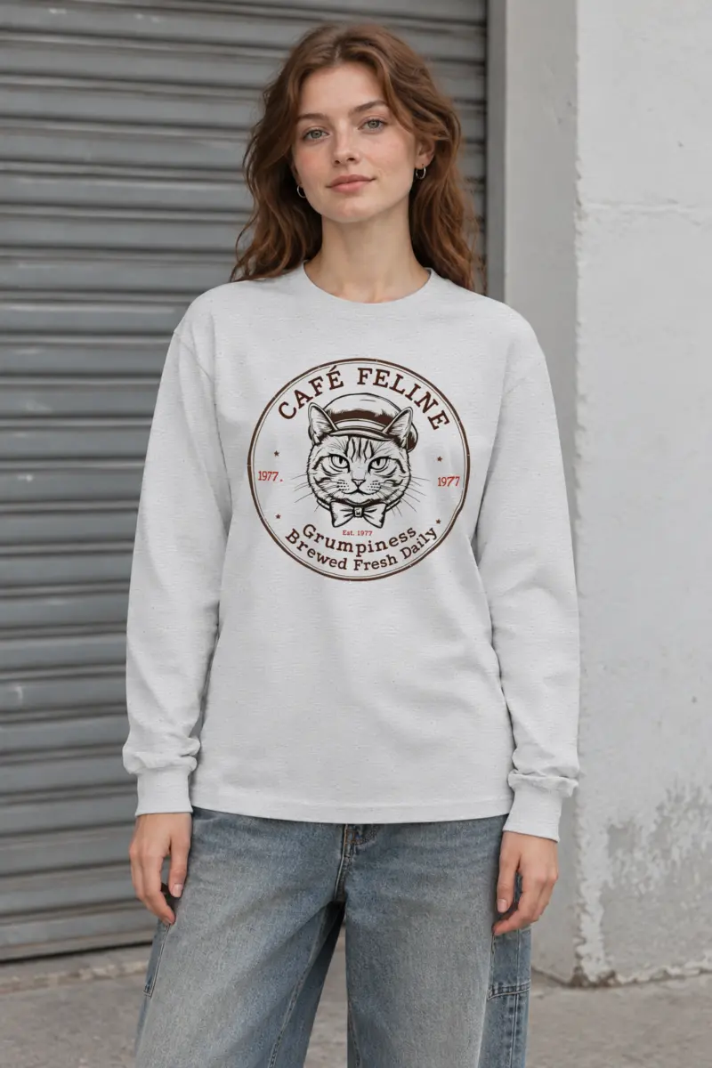 "Cafe Feline 1977" Unisex Longsleeve T-shirt