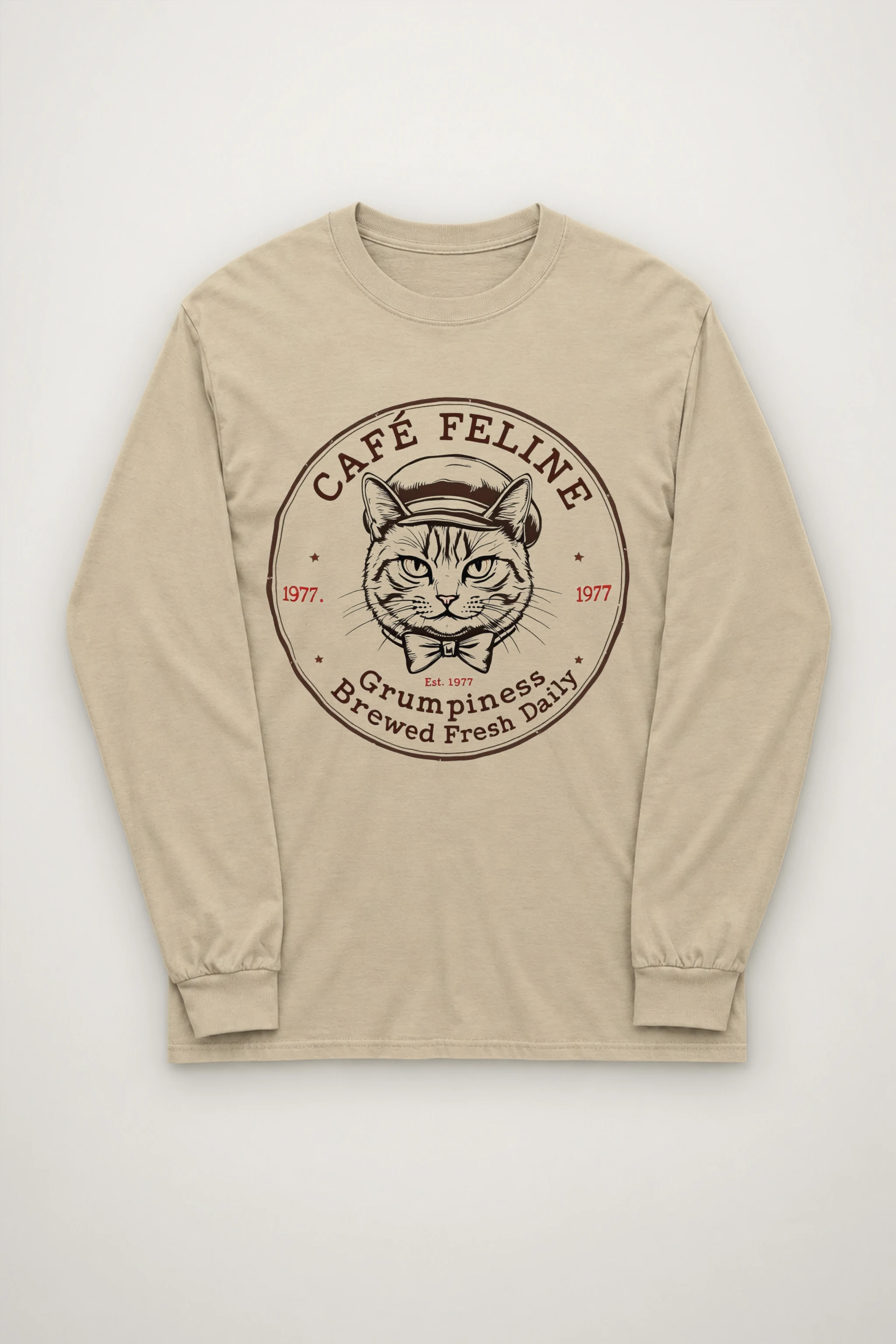 "Cafe Feline 1977" Unisex Longsleeve T-shirt