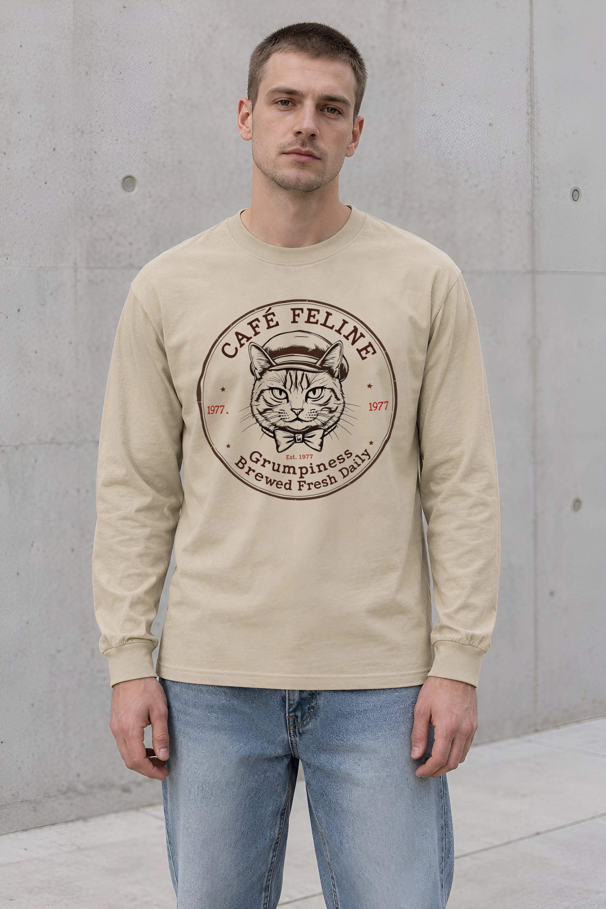 "Cafe Feline 1977" Unisex Longsleeve T-shirt