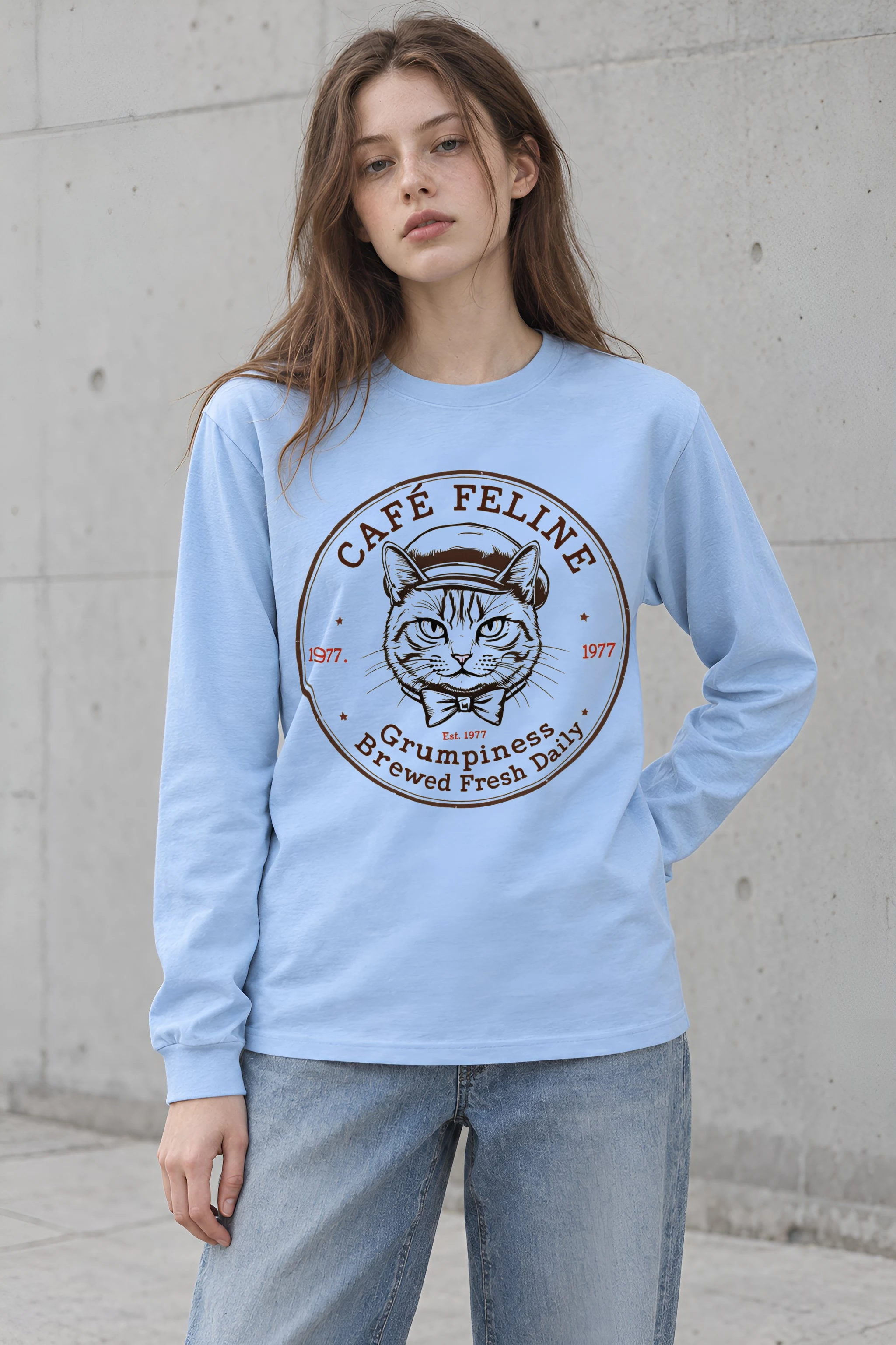 "Cafe Feline 1977" Unisex Longsleeve T-shirt