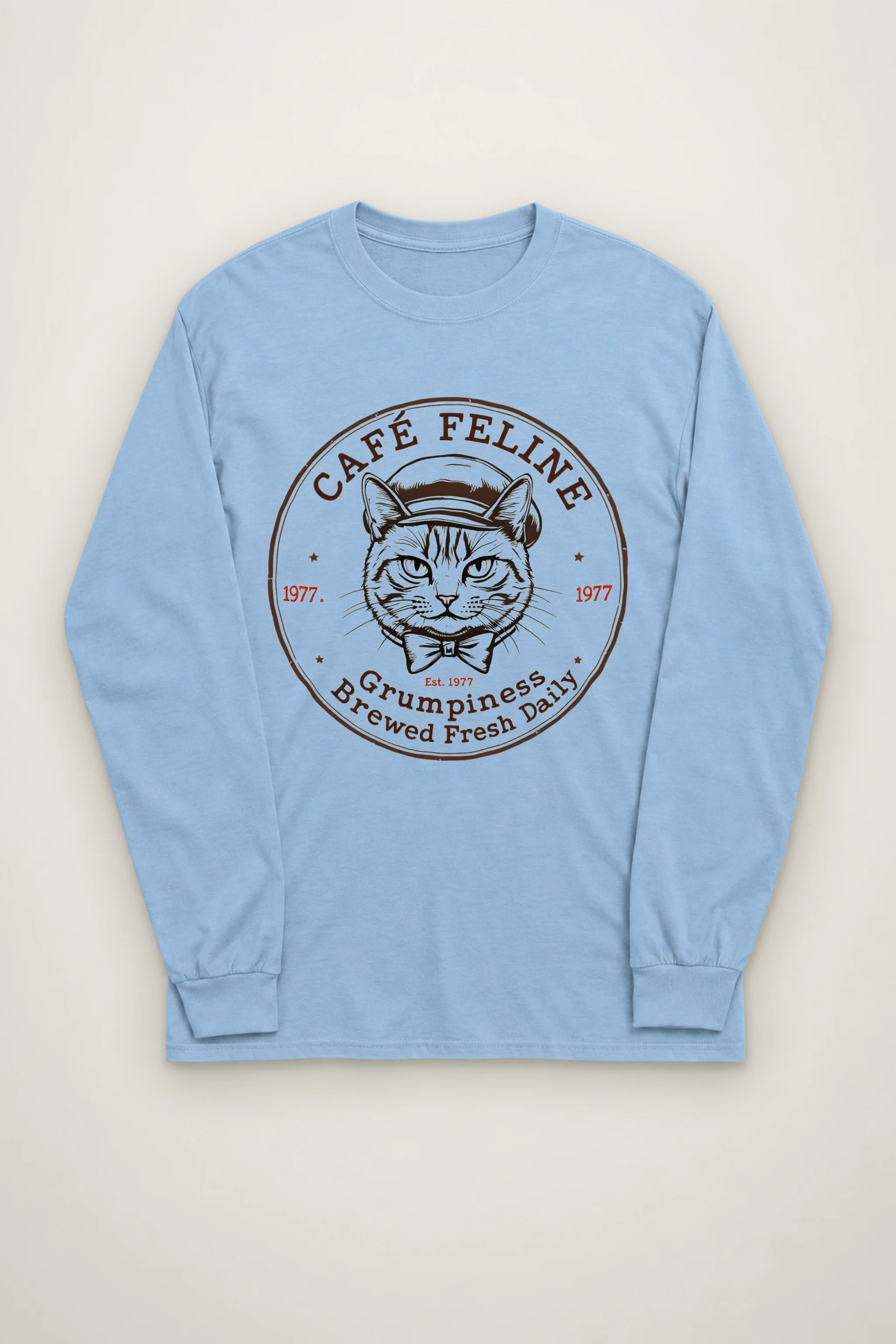 "Cafe Feline 1977" Unisex Longsleeve T-shirt