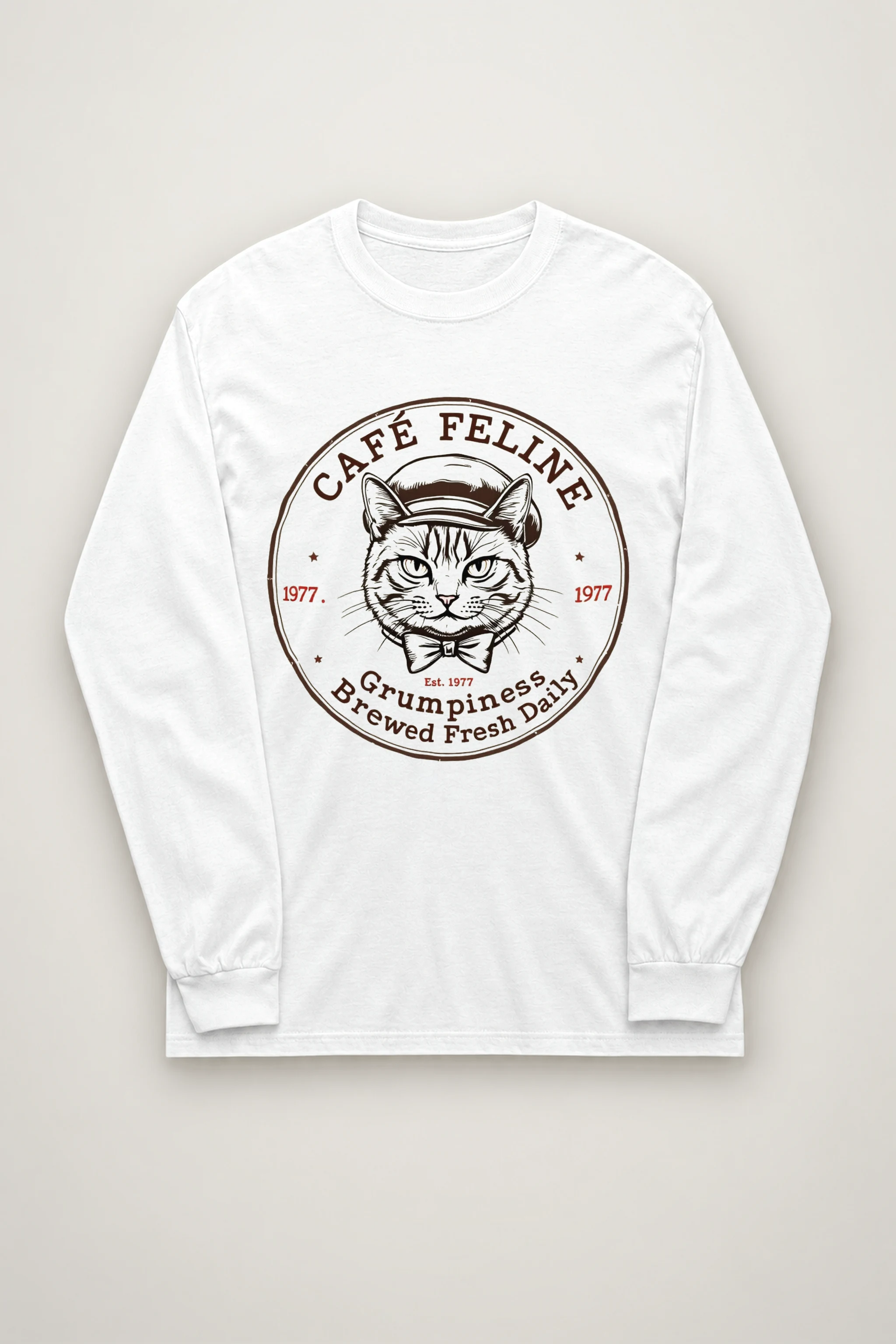 "Cafe Feline 1977" Unisex Longsleeve T-shirt