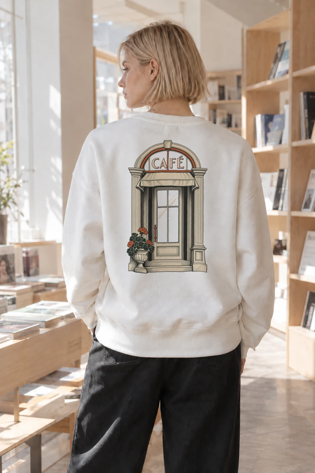"Café In Fine Line" Heavy Blend Unisex Crewneck Sweatshirt | Gildan 18000