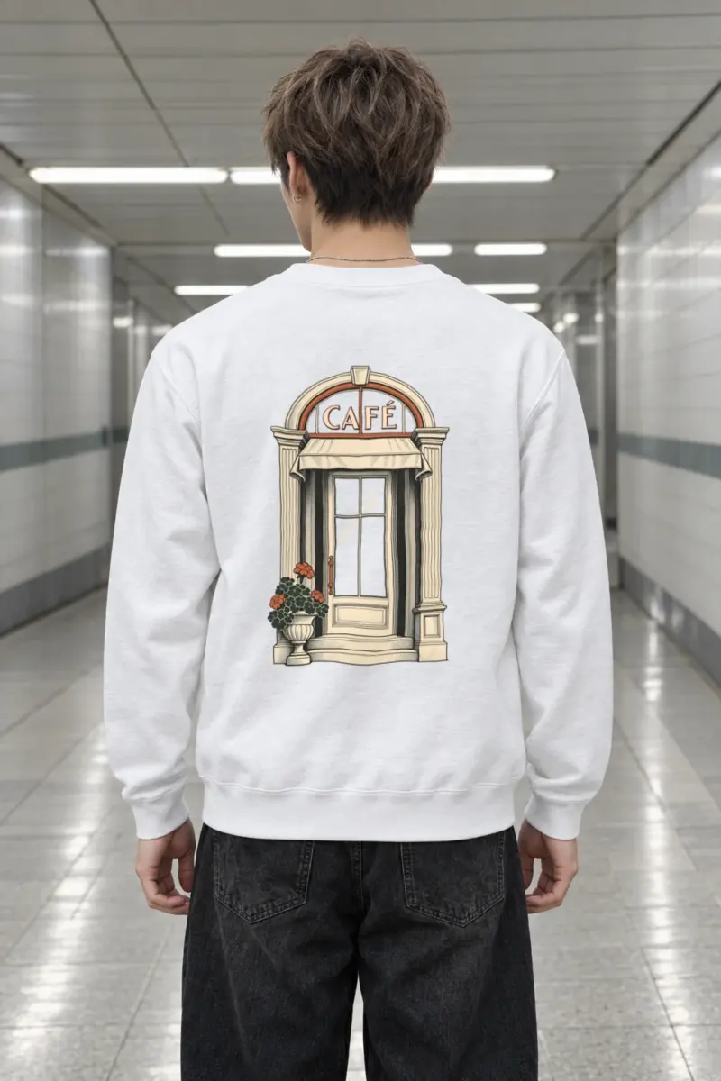 "Café In Fine Line" Heavy Blend Unisex Crewneck Sweatshirt