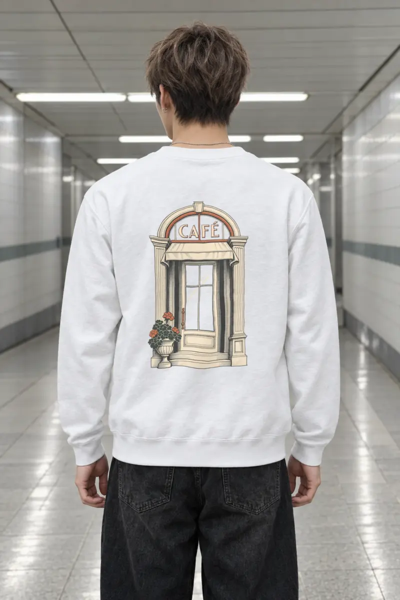 "Café In Fine Line" Heavy Blend Unisex Crewneck Sweatshirt