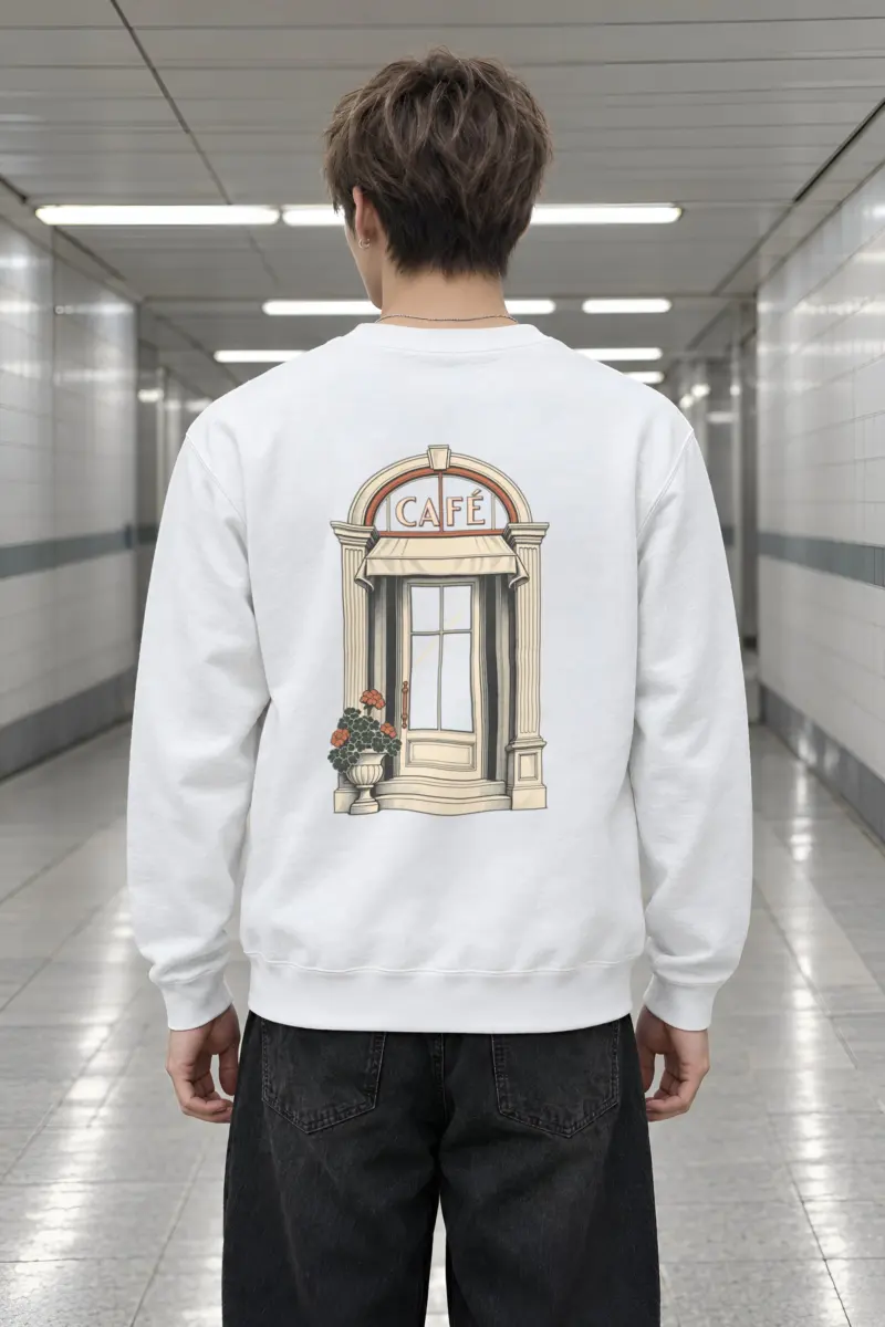 "Café In Fine Line" Heavy Blend Unisex Crewneck Sweatshirt