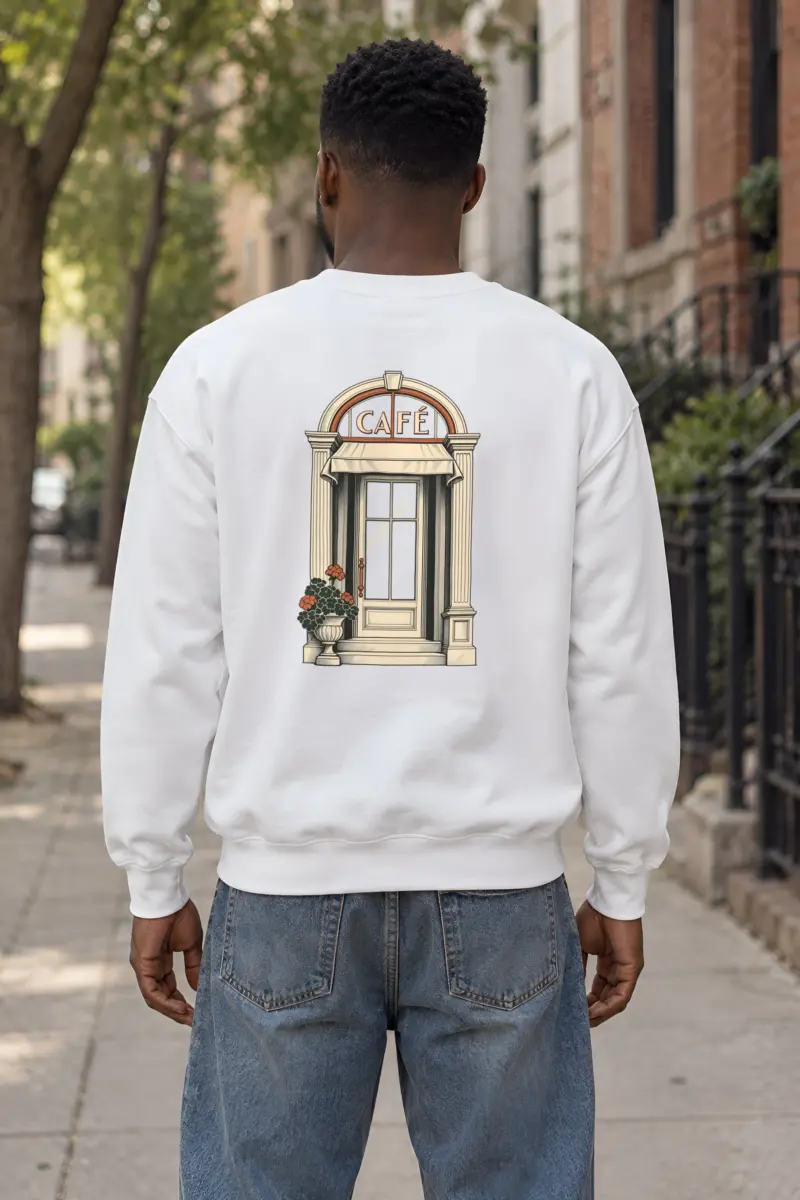 "Café In Fine Line" Heavy Blend Unisex Crewneck Sweatshirt