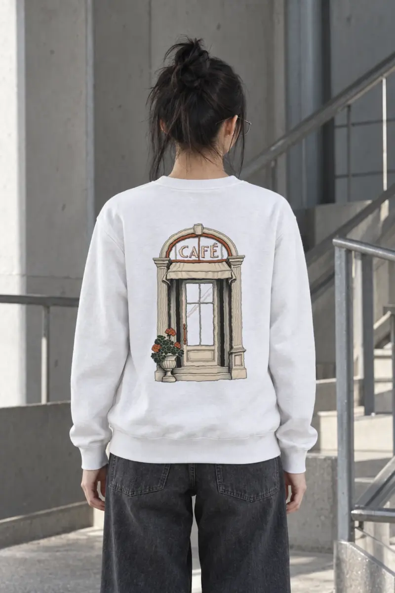 "Café In Fine Line" Heavy Blend Unisex Crewneck Sweatshirt