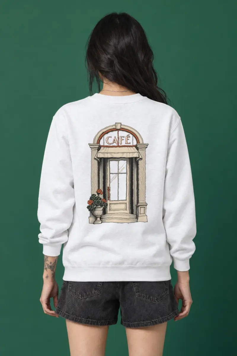 "Café In Fine Line" Heavy Blend Unisex Crewneck Sweatshirt