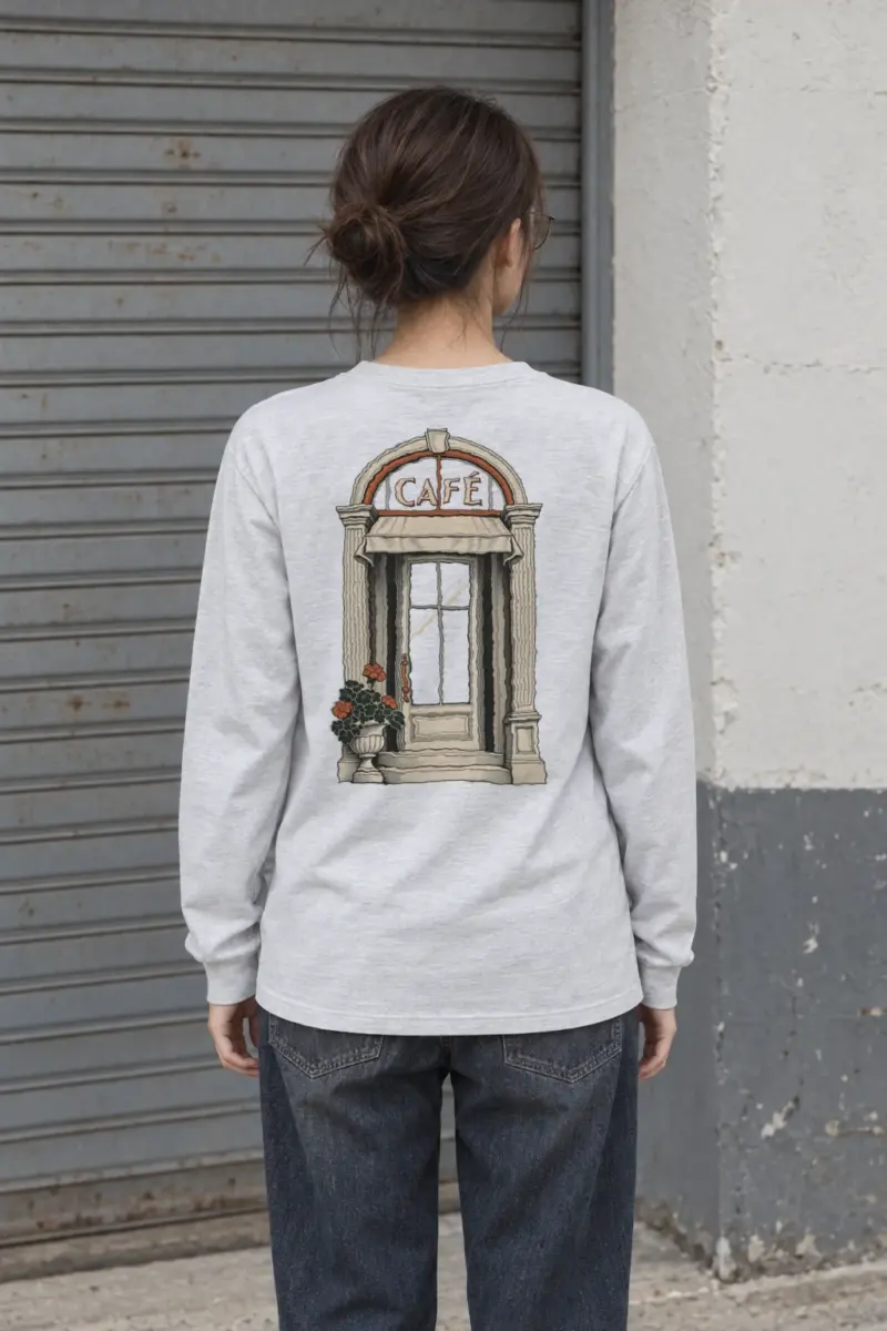 "Café in Fine Line" Unisex Longsleeve T-shirt | Gildan 2400