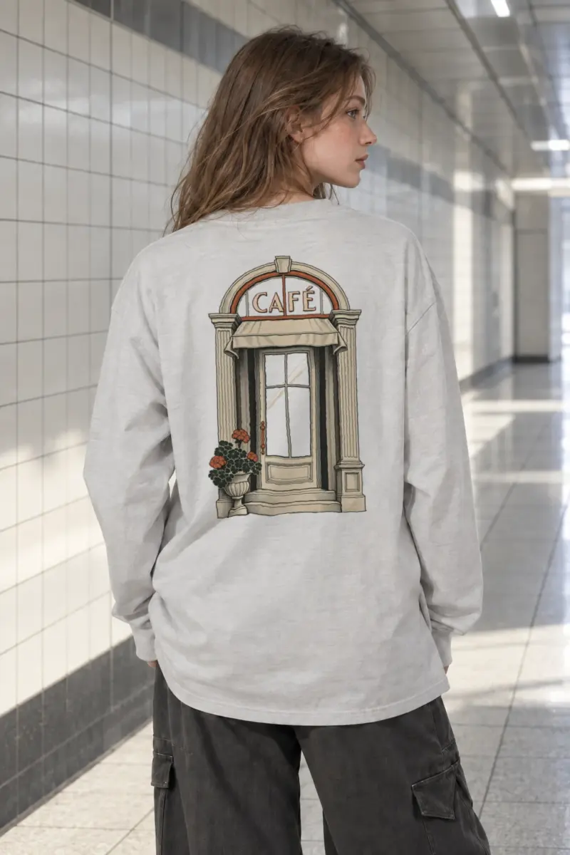 "Café in Fine Line" Unisex Longsleeve T-shirt | Gildan 2400