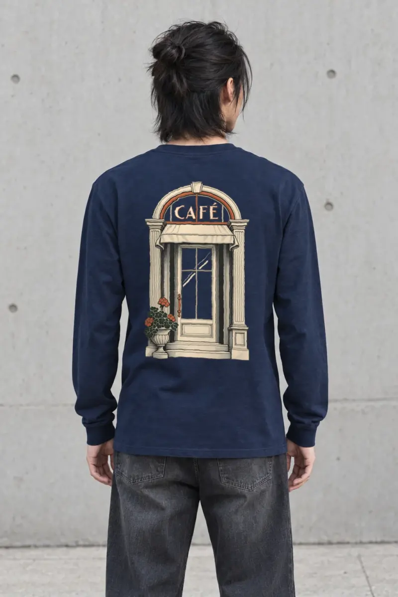 "Café in Fine Line" Unisex Longsleeve T-shirt | Gildan 2400