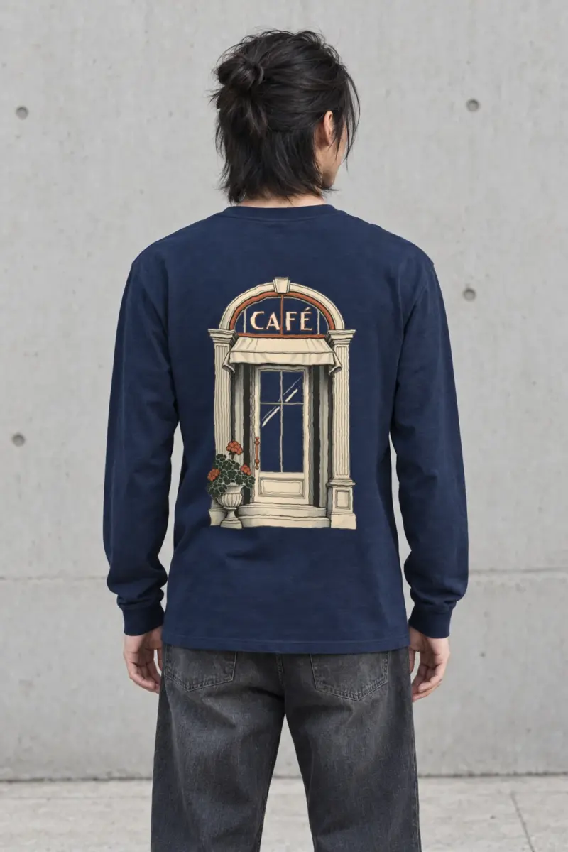 "Café in Fine Line" Unisex Longsleeve T-shirt