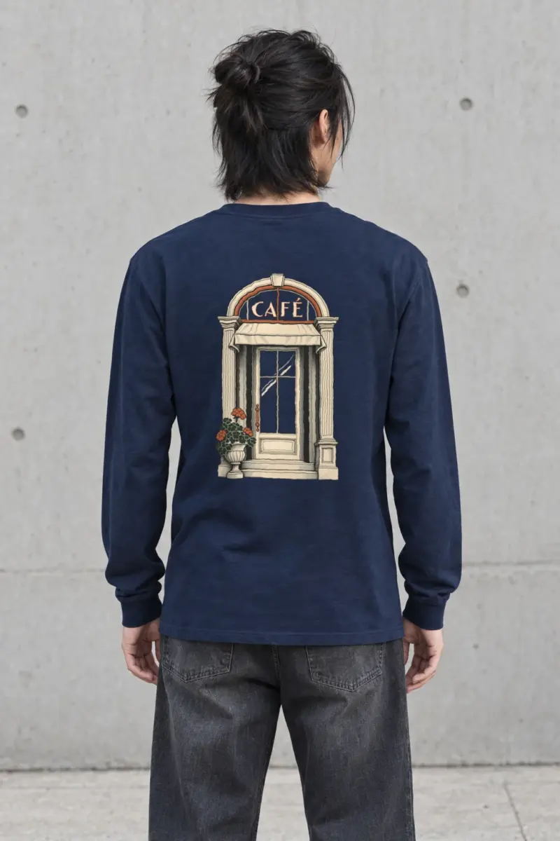 "Café in Fine Line" Unisex Longsleeve T-shirt